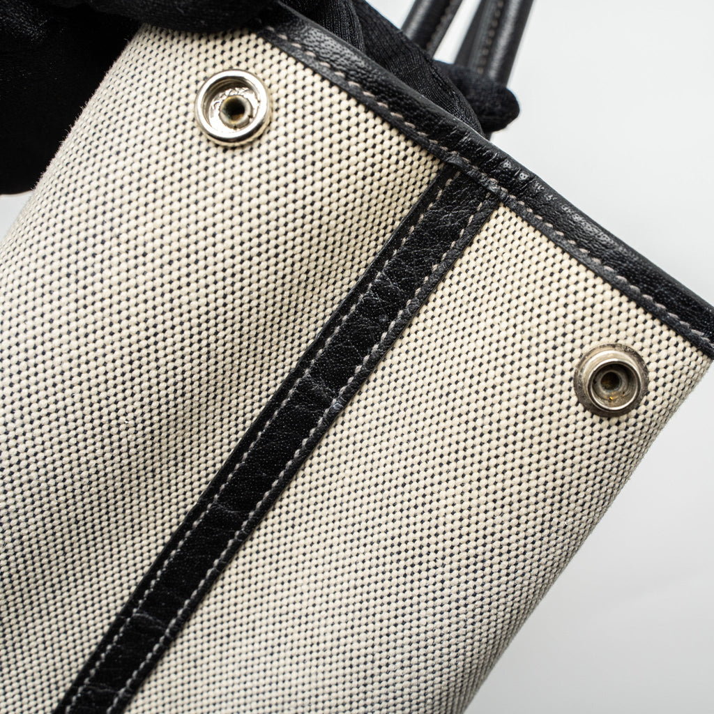 HERMES GARDEN PARTY 36 CANVAS/LEATHER BLACK/WHITE SHW