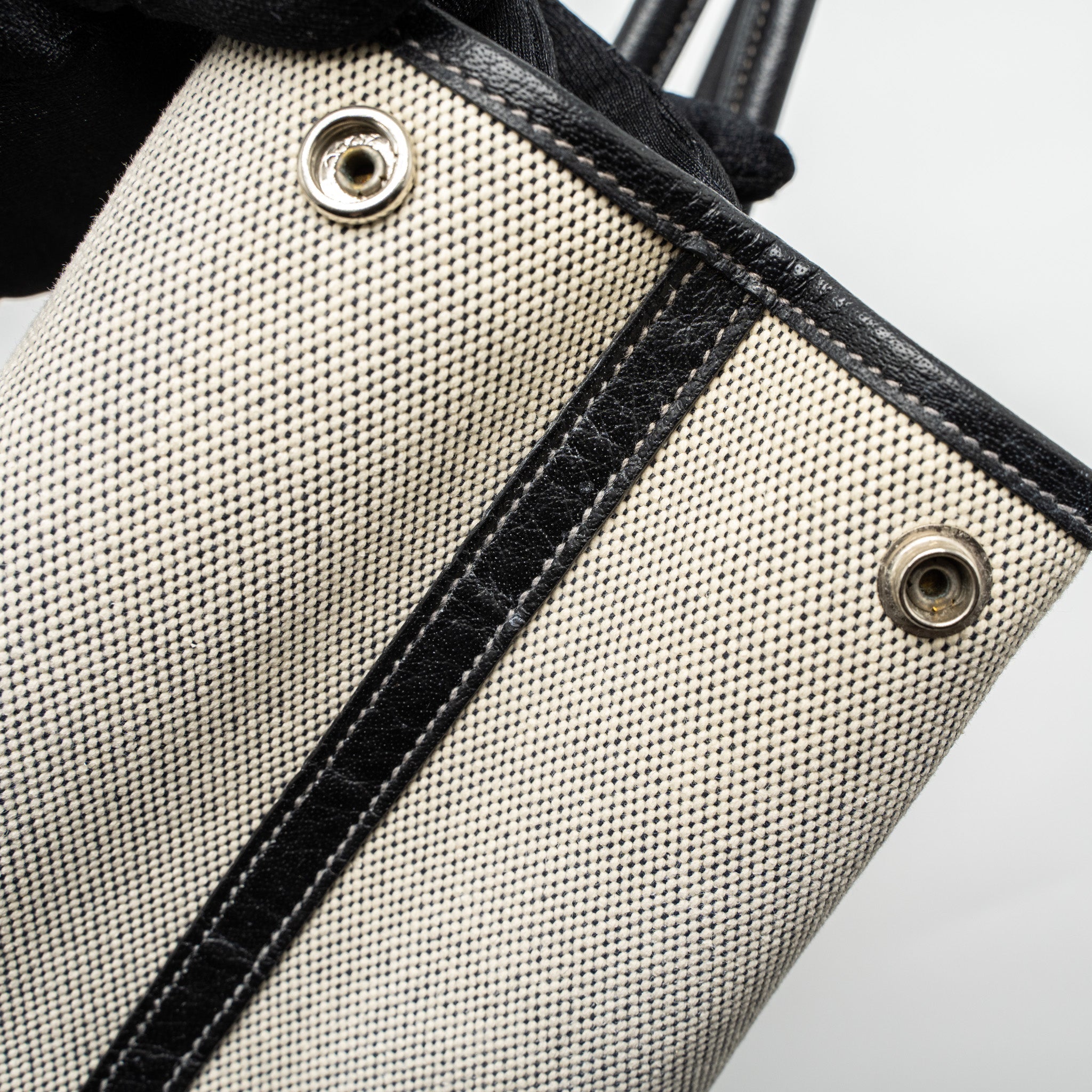 HERMES GARDEN PARTY 36 CANVAS/LEATHER BLACK/WHITE SHW
