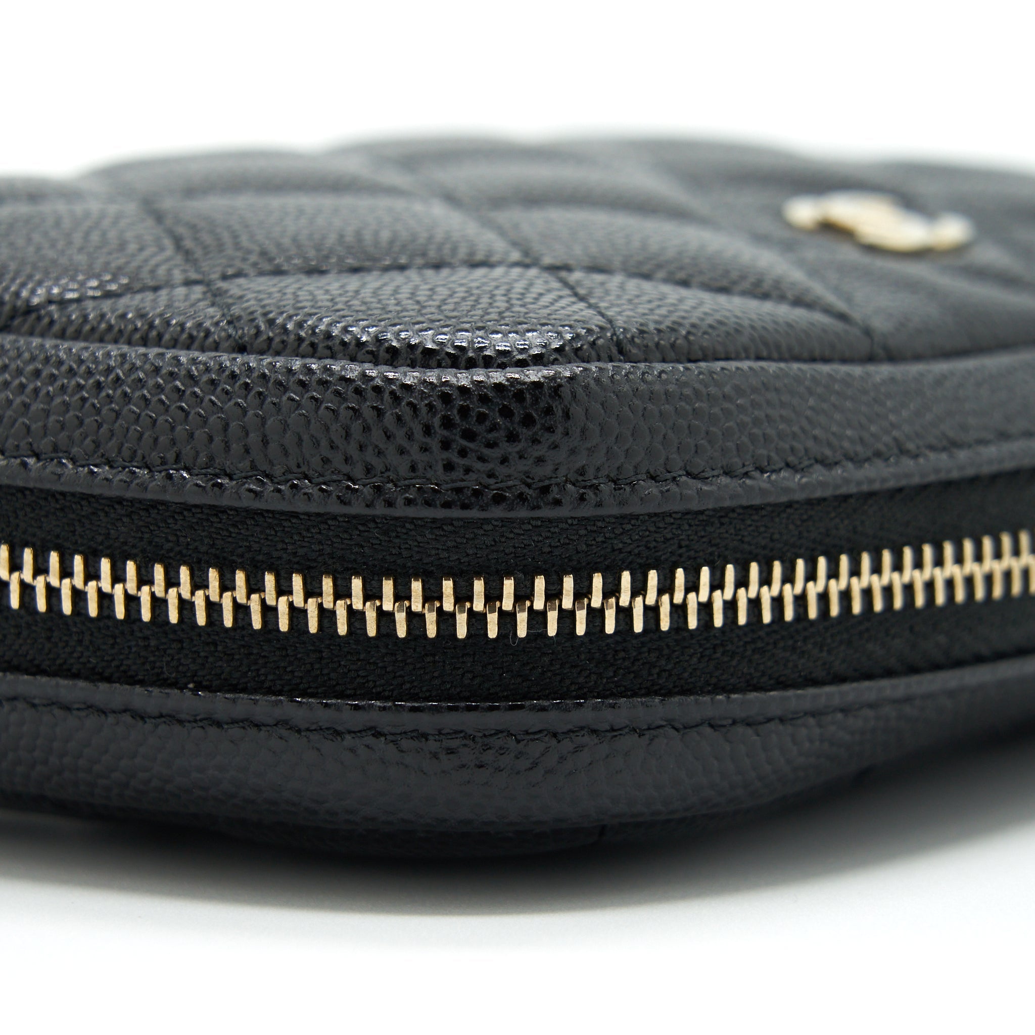CHANEL SMALL ZIPPER VANITY POUCH CAVIAR BLACK LGHW