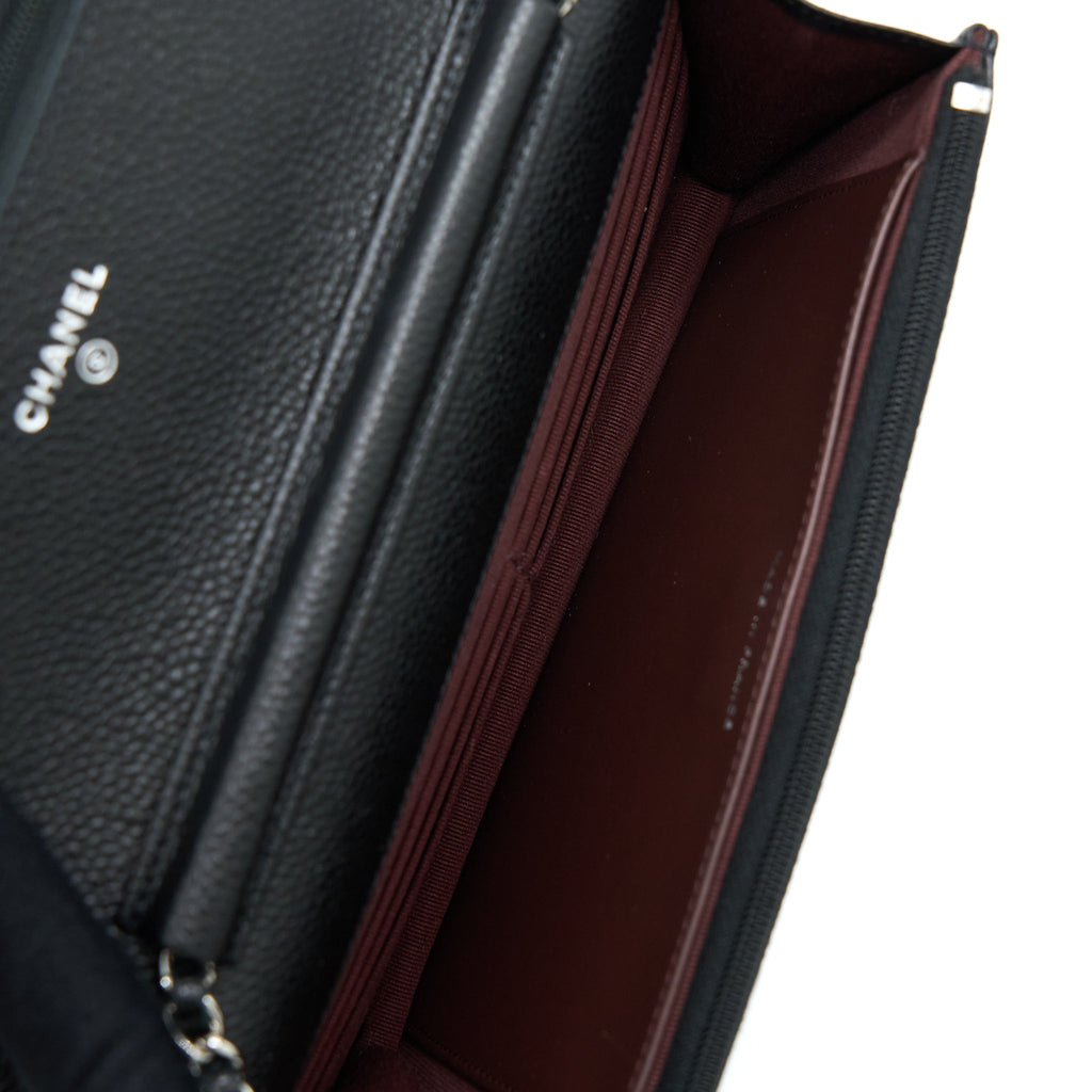 CHANEL CLASSIC WALLET ON CHAIN CAVIAR BLACK SHW (MICROCHIP)