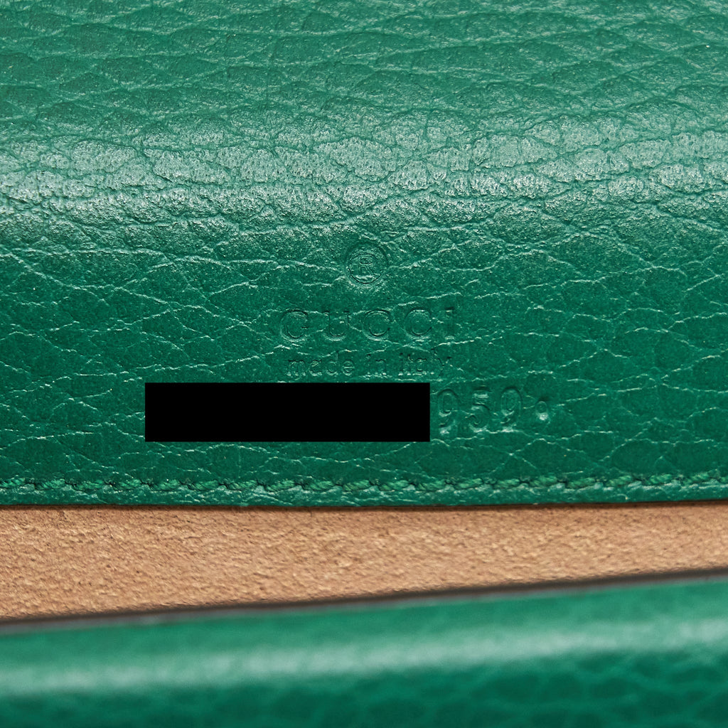 GUCCI DIONYSUS SUPER MINI BAG GREEN RUTHENIUM GOLD/SLIVER HARDWARE