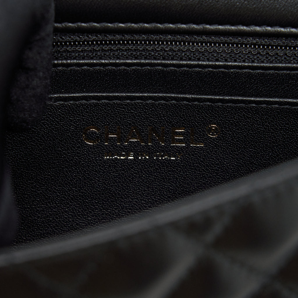 CHANEL MINI SQUARE FLAP BAG LAMBSKIN BLACK LGHW (MICROCHIP)