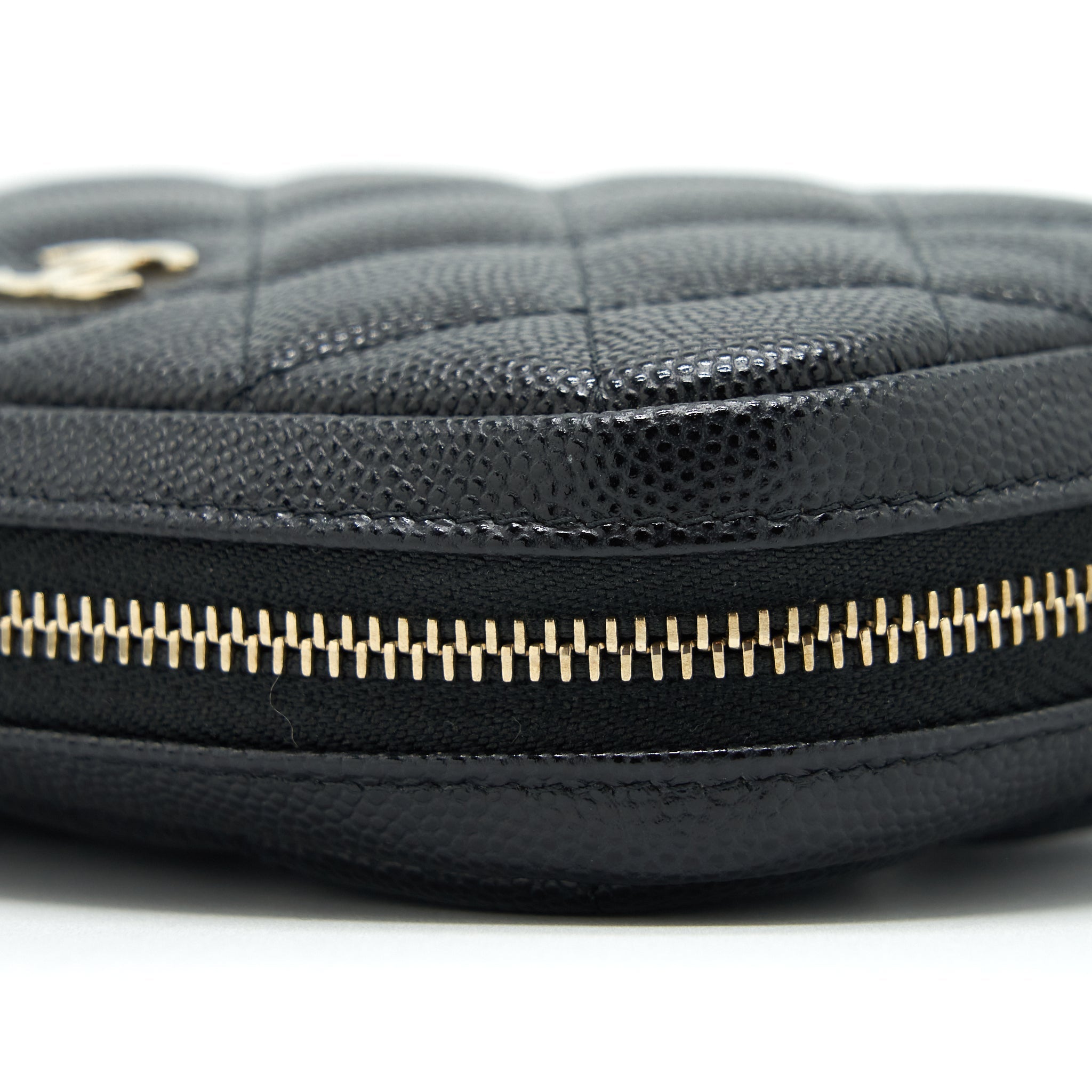 CHANEL SMALL ZIPPER VANITY POUCH CAVIAR BLACK LGHW