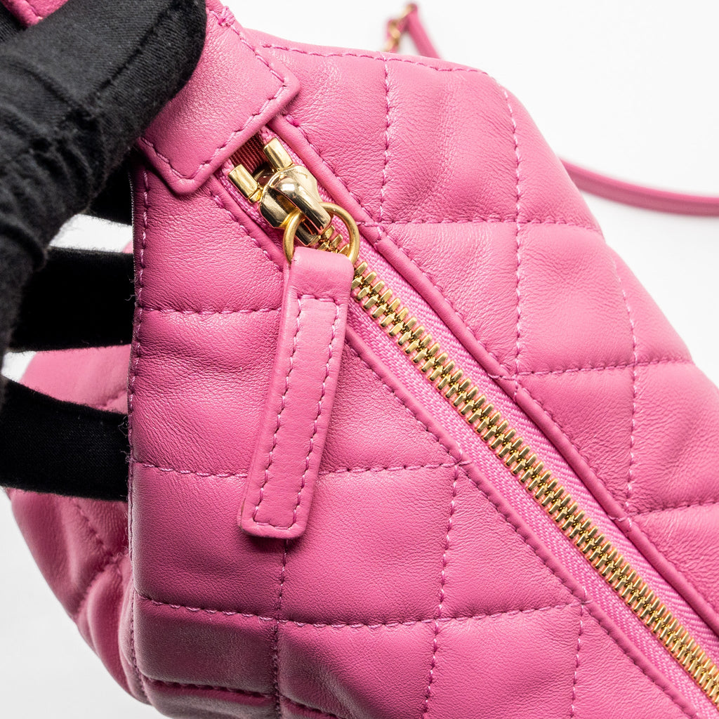 CHANEL 20S SMALL QUILTED HOBO BAG LAMBSKIN PINK GHW