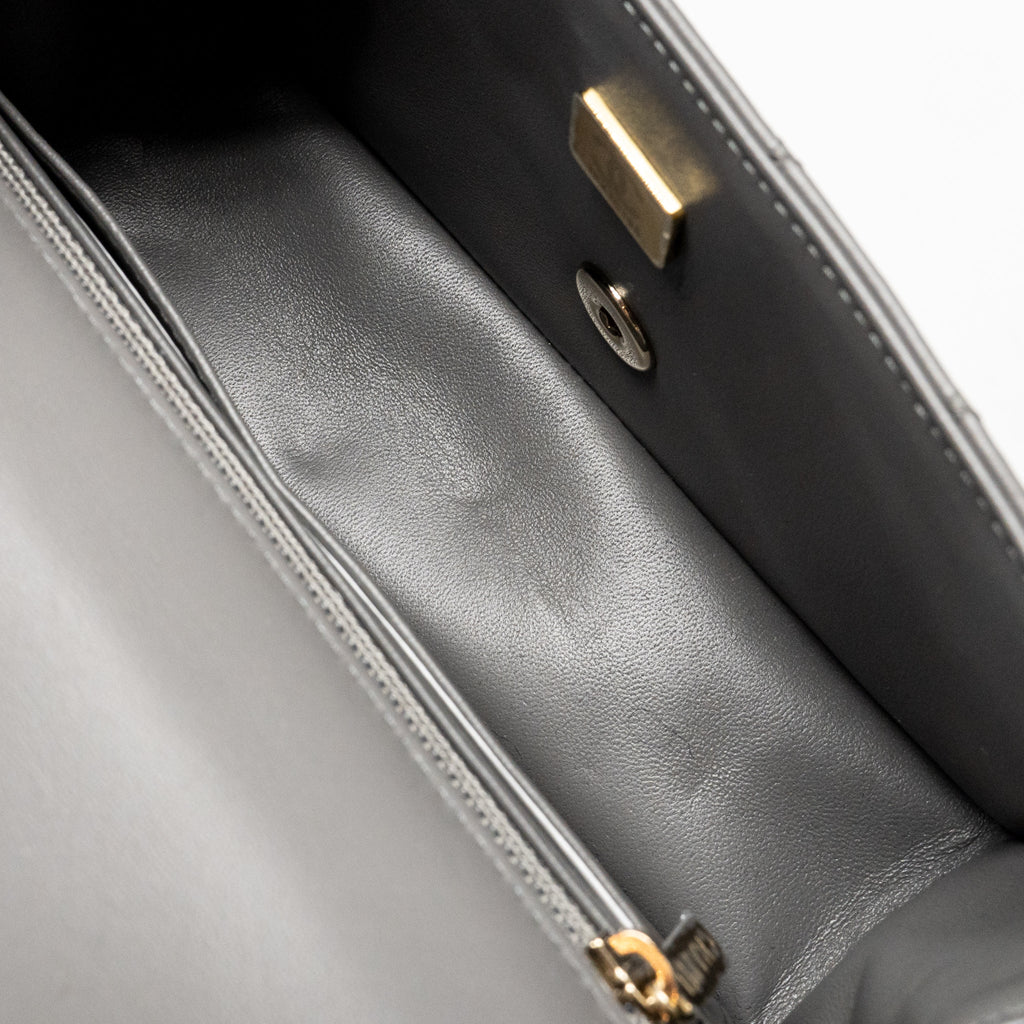 CHANEL MINI RECTANGULAR FLAP BAG LAMBSKIN GREY LGHW (MICROCHIP)