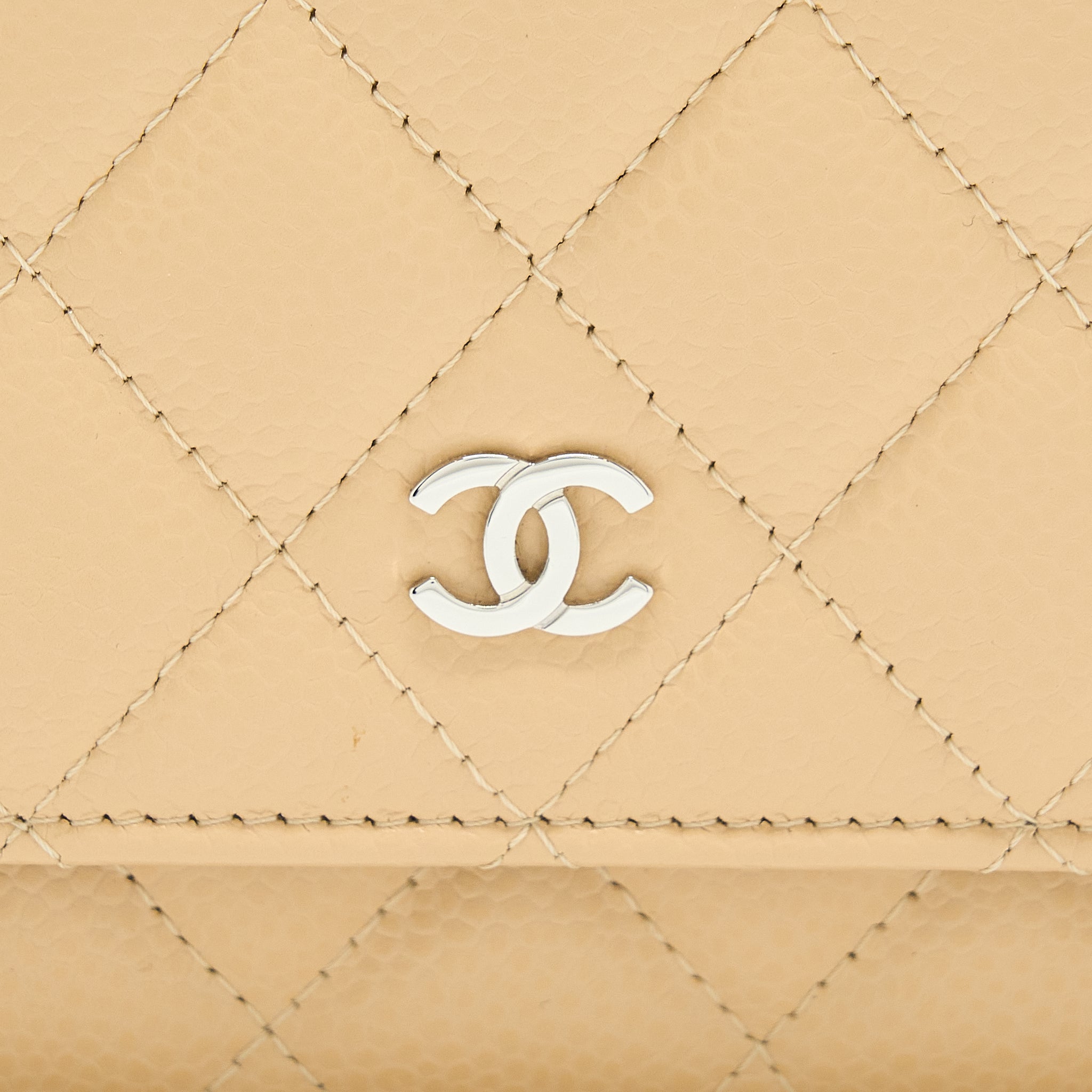 CHANEL CLASSIC WALLET ON CHAIN CAVIAR BEIGE SHW (MICROCHIP)