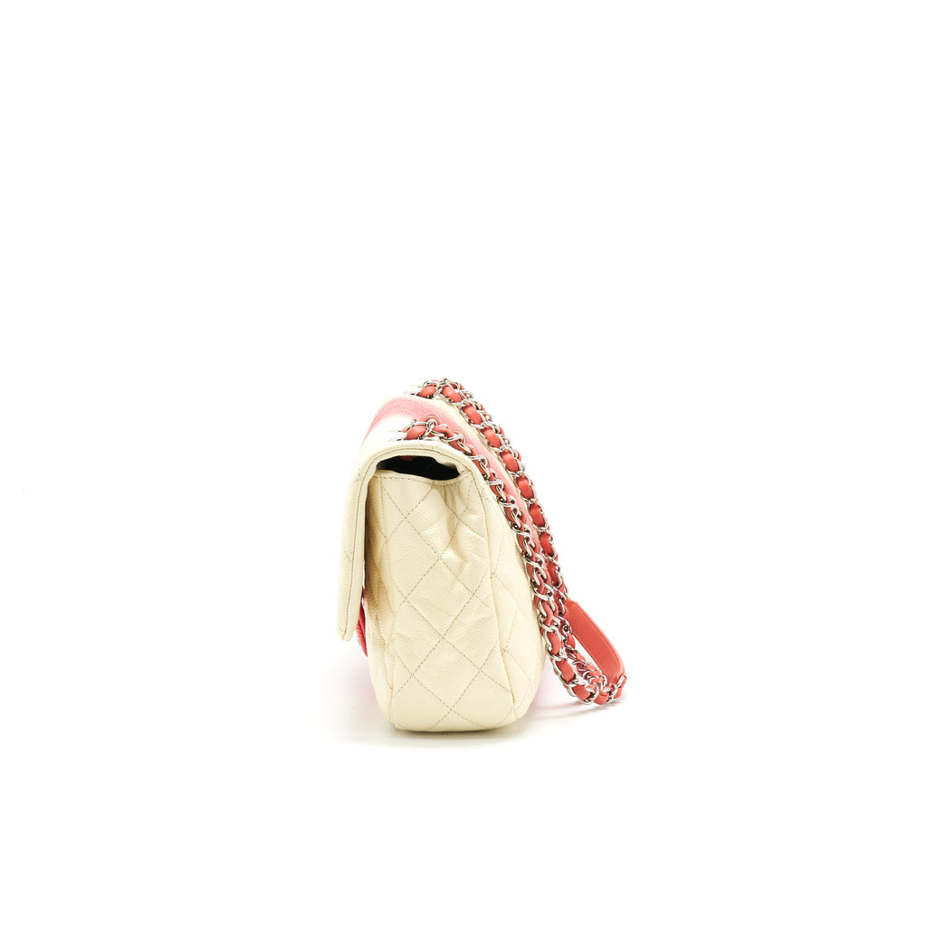 CHANEL MULTI COLOR CAVIAR LARGE FLAP BAG WITH SHW