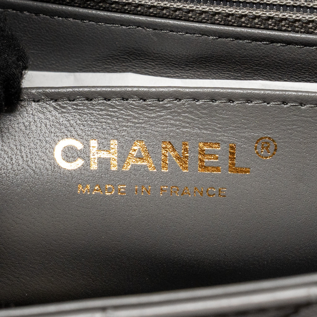 CHANEL MINI RECTANGULAR FLAP BAG LAMBSKIN GREY LGHW (MICROCHIP)