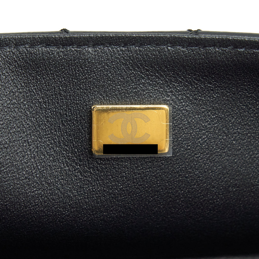 CHANEL MINI 2.55 REISSUE FLAP BAG AGED CALFSKIN BLACK BRUSHED GHW (MICROCHIP)