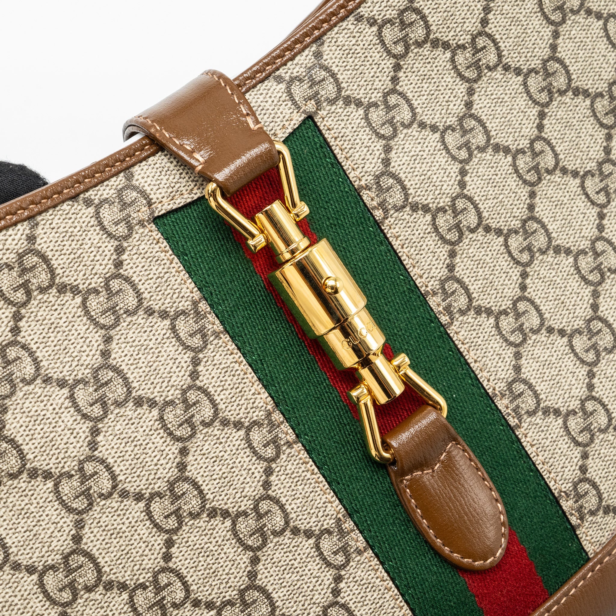 GUCCI JACKIE 1961 SMALL SHOULDER BAG GG SUPREME CANVAS/CALFSKIN BROWN/MULTICOLOUR GHW