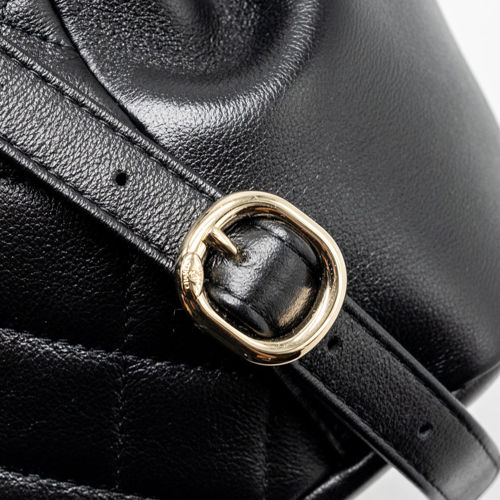 CHANEL 24P MINI DUMA BACKPACK CALFSKIN BLACK LGHW (MICROCHIP)