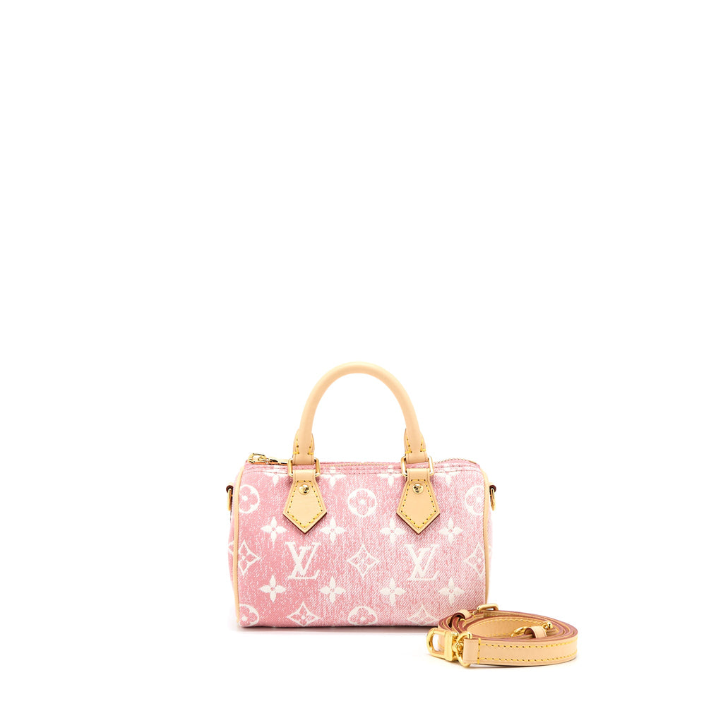 LOUIS VUITTON NANO SPEEDY DENIM MONOGRAM PINK GHW