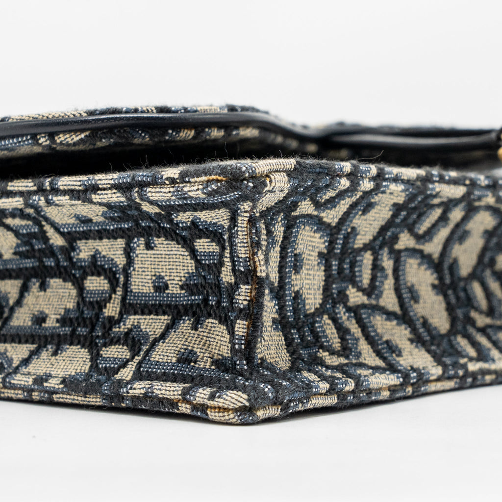 DIOR SADDLE POUCH DIOR OBLIQUE CANVAS BLUE GHW