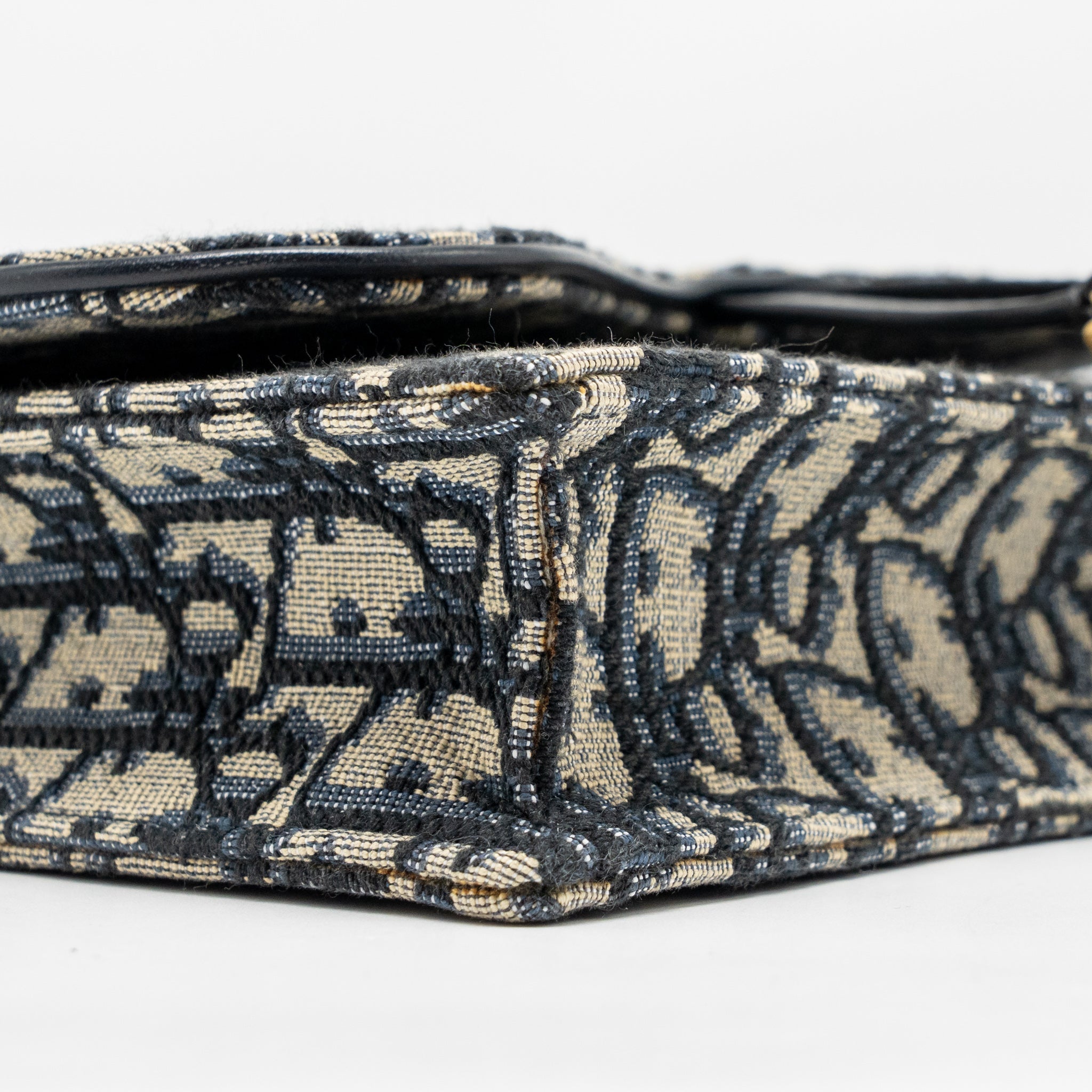 DIOR SADDLE POUCH DIOR OBLIQUE CANVAS BLUE GHW