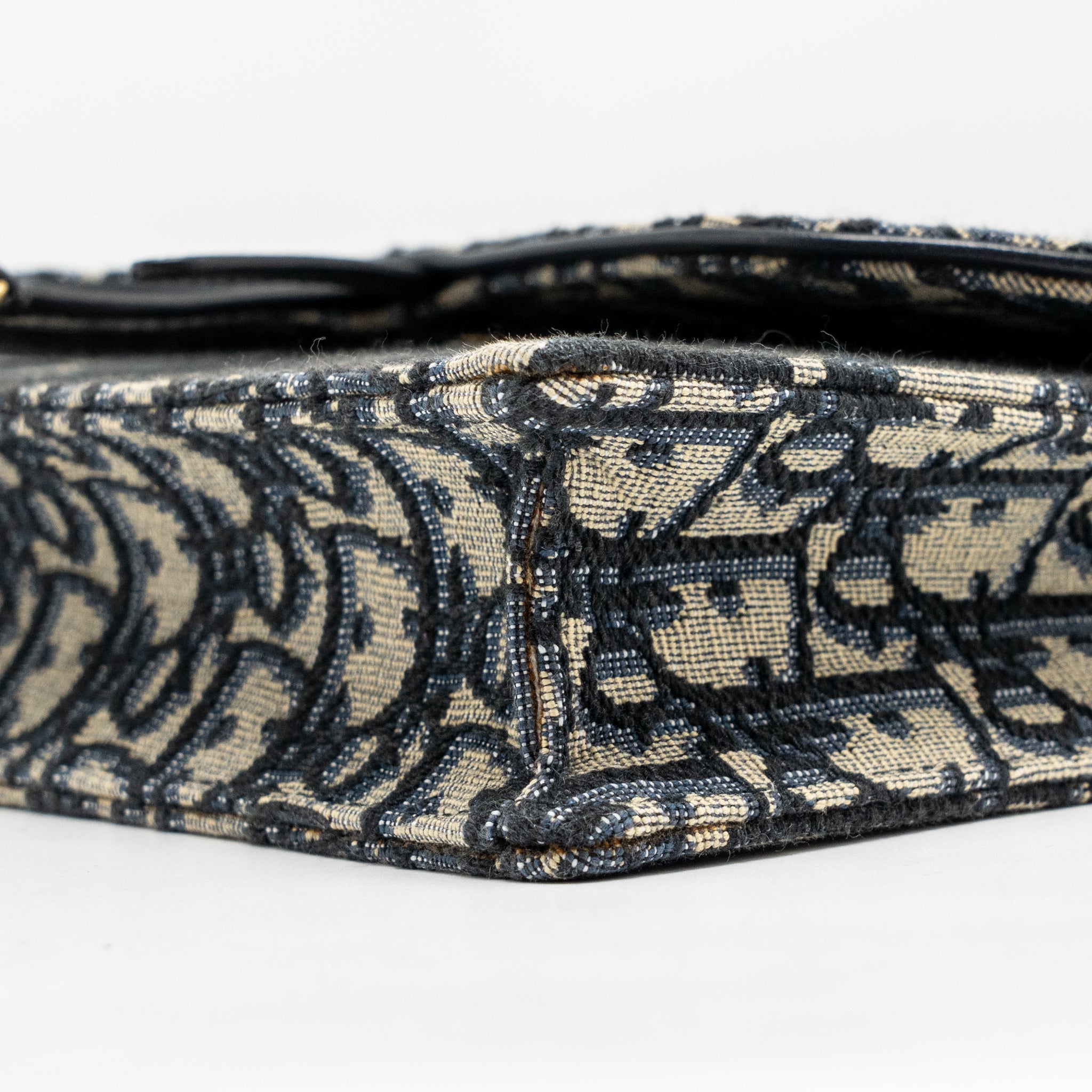 DIOR SADDLE POUCH DIOR OBLIQUE CANVAS BLUE GHW