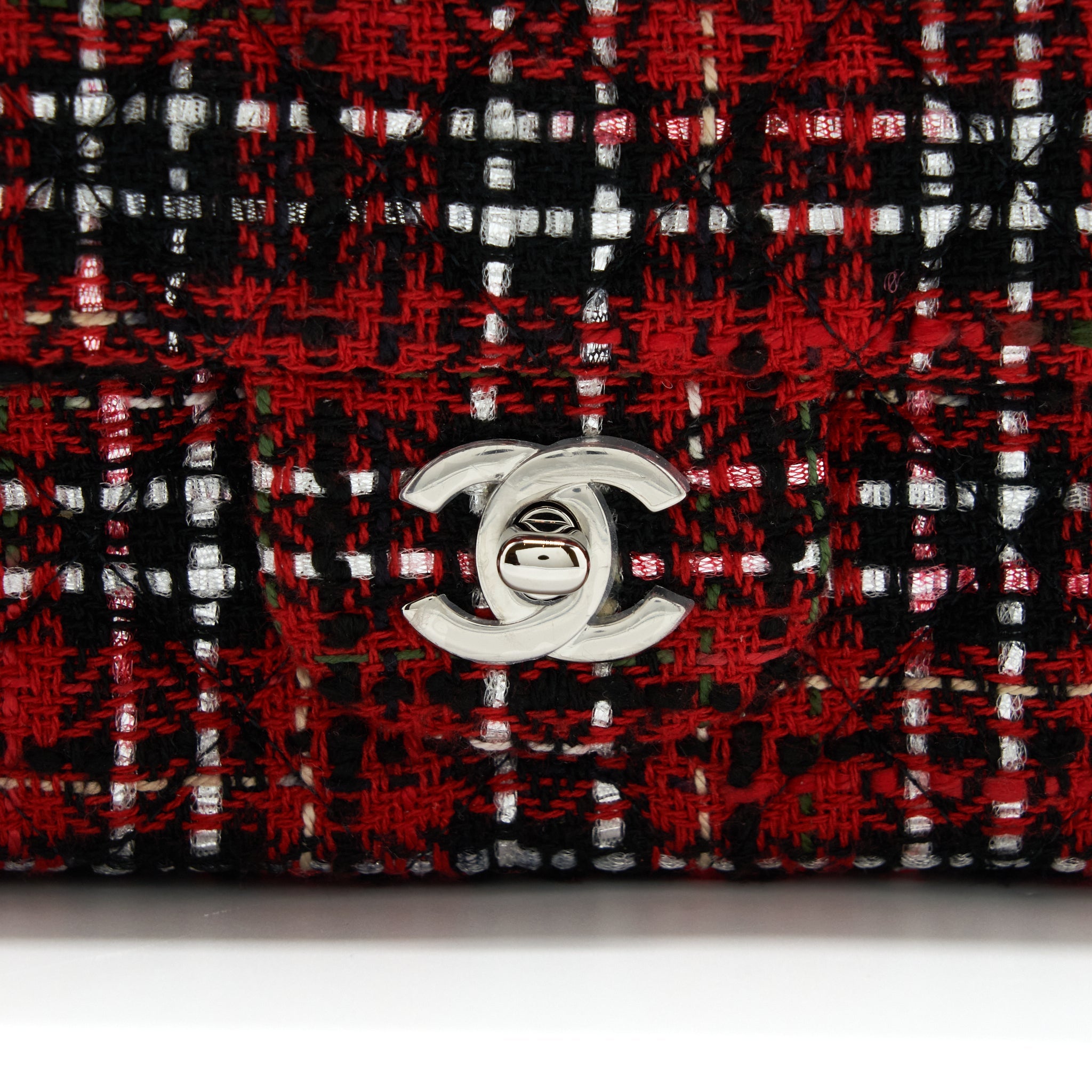 CHANEL MINI RECTANGULAR FLAP BAG TWEED RED/ BLACK SHW