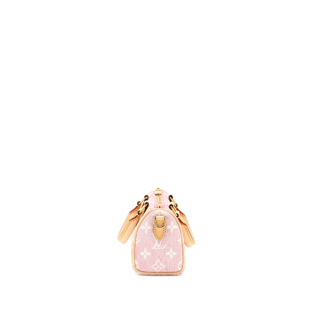 LOUIS VUITTON NANO SPEEDY DENIM MONOGRAM PINK GHW