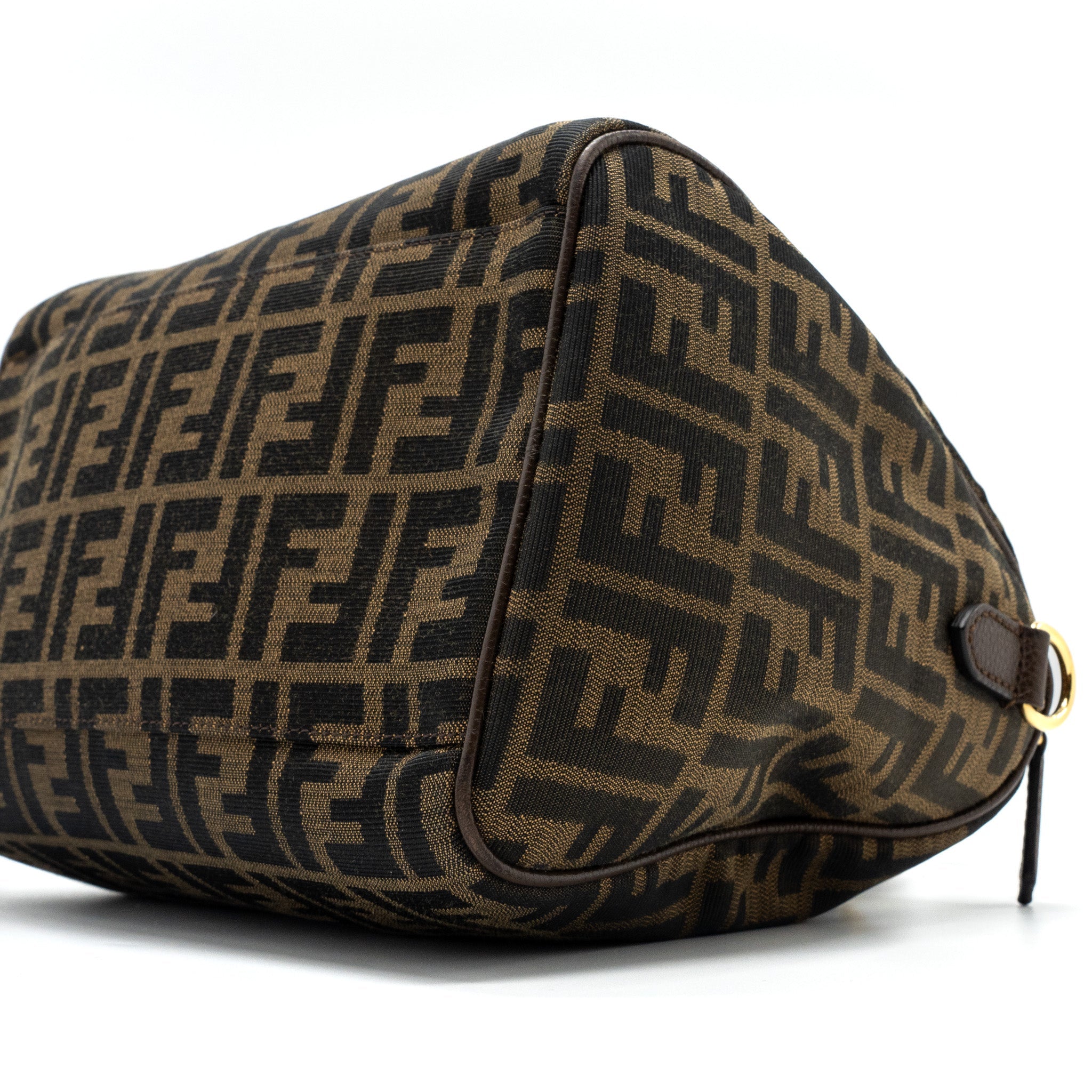 FENDI BOSTON BAG FF JACQUARD FABRIC BROWN GHW