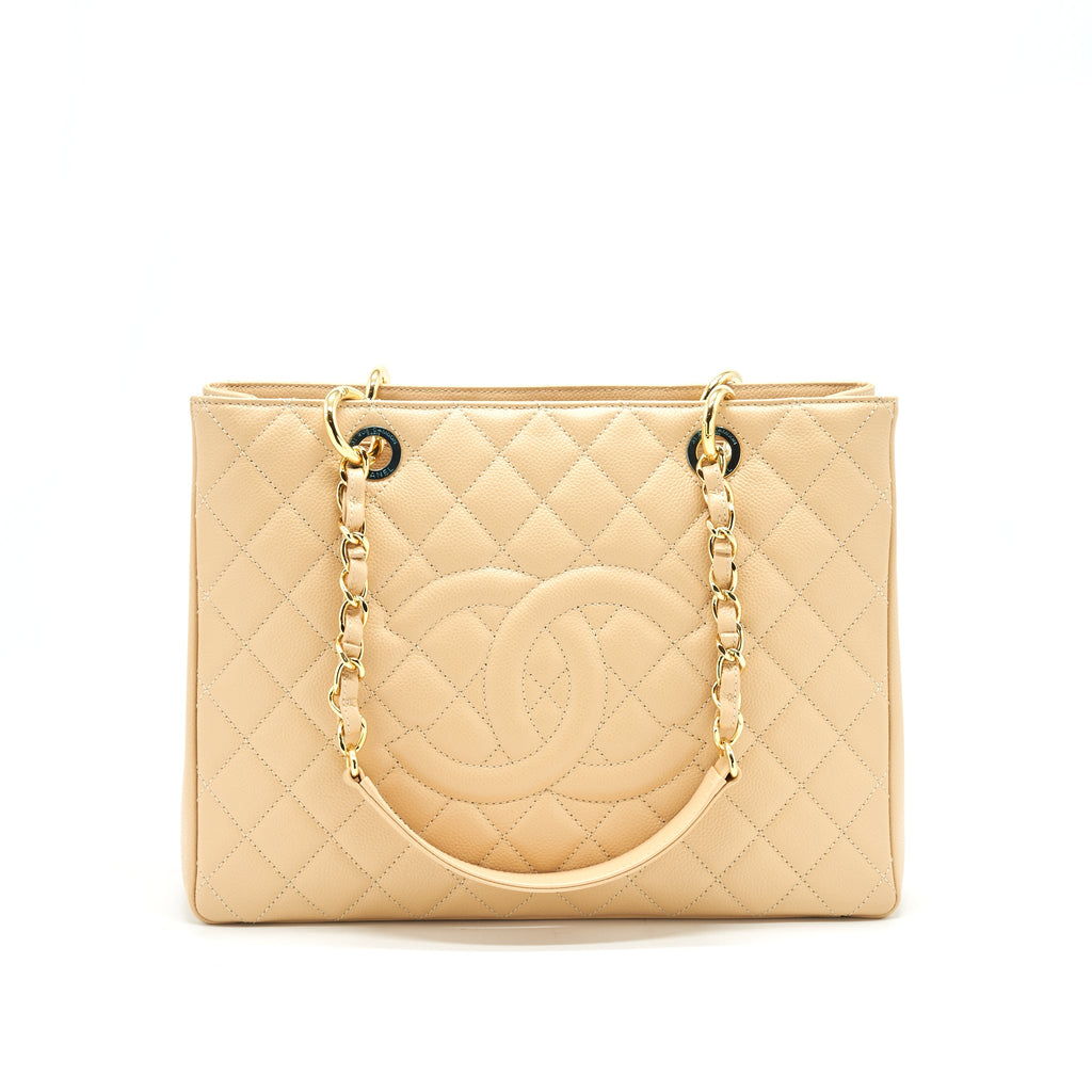CHANEL GRAND SHOPPING TOTE BAG BEIGE WITH GHW