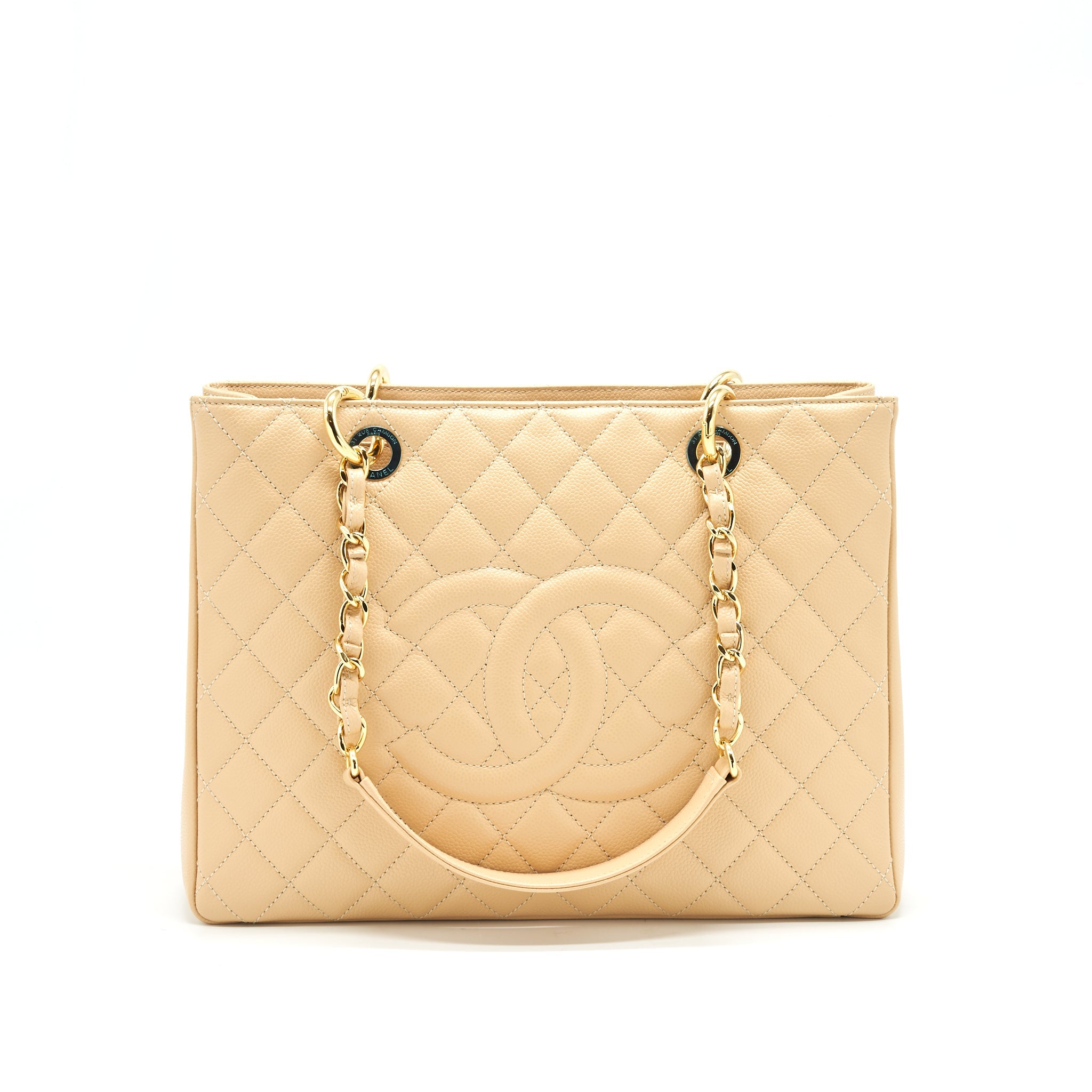 CHANEL GRAND SHOPPING TOTE BAG BEIGE WITH GHW