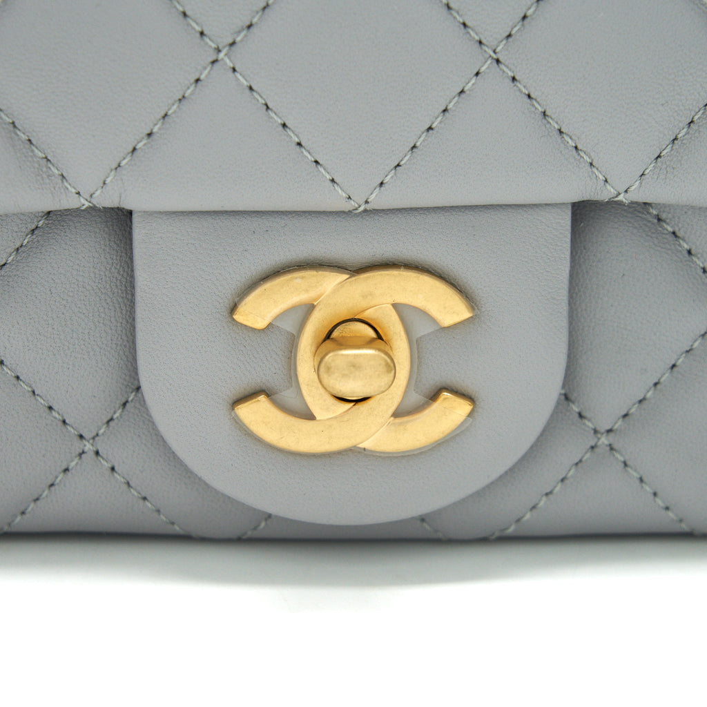 CHANEL 21B PEARL CRUSH MINI SQUARE FLAP BAG GREY GHW