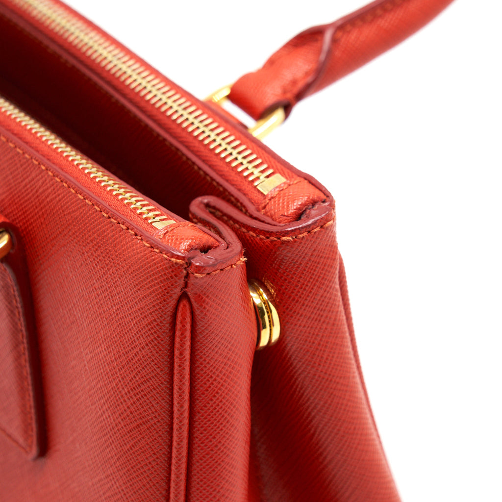PRADA TOP HANDLE /CROSSBODY TOTE BAG SAFFIANO RED GHW