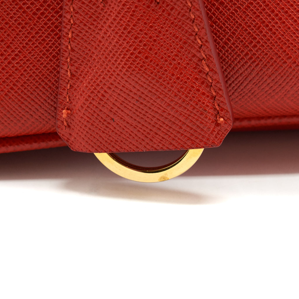 PRADA TOP HANDLE /CROSSBODY TOTE BAG SAFFIANO RED GHW