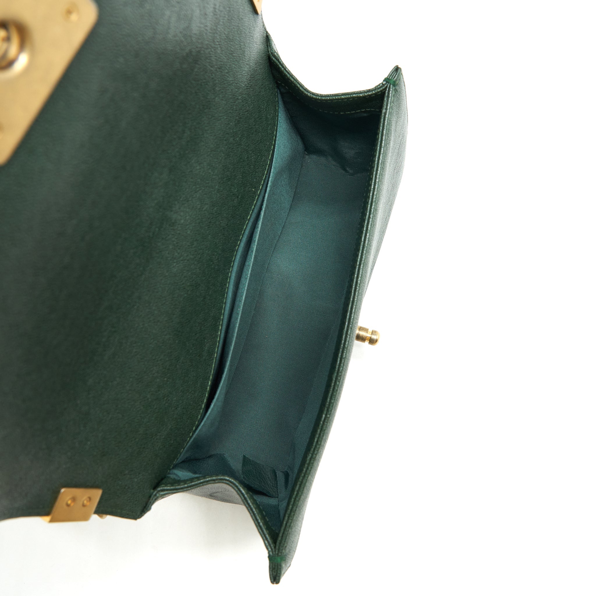 CHANEL CHEVRON MEDIUM BOY BAG CAVIAR GREEN BRUSHED GHW