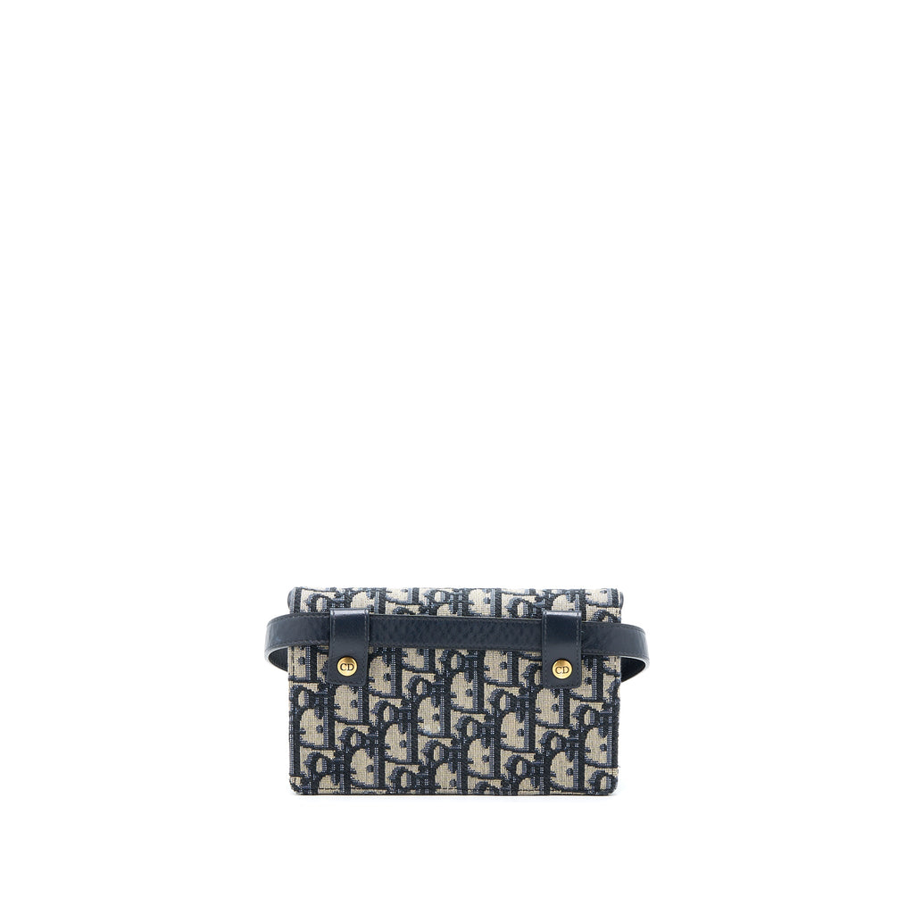 DIOR SADDLE BELT POUCH BLUE OBLIQUE JACQUARD GHW