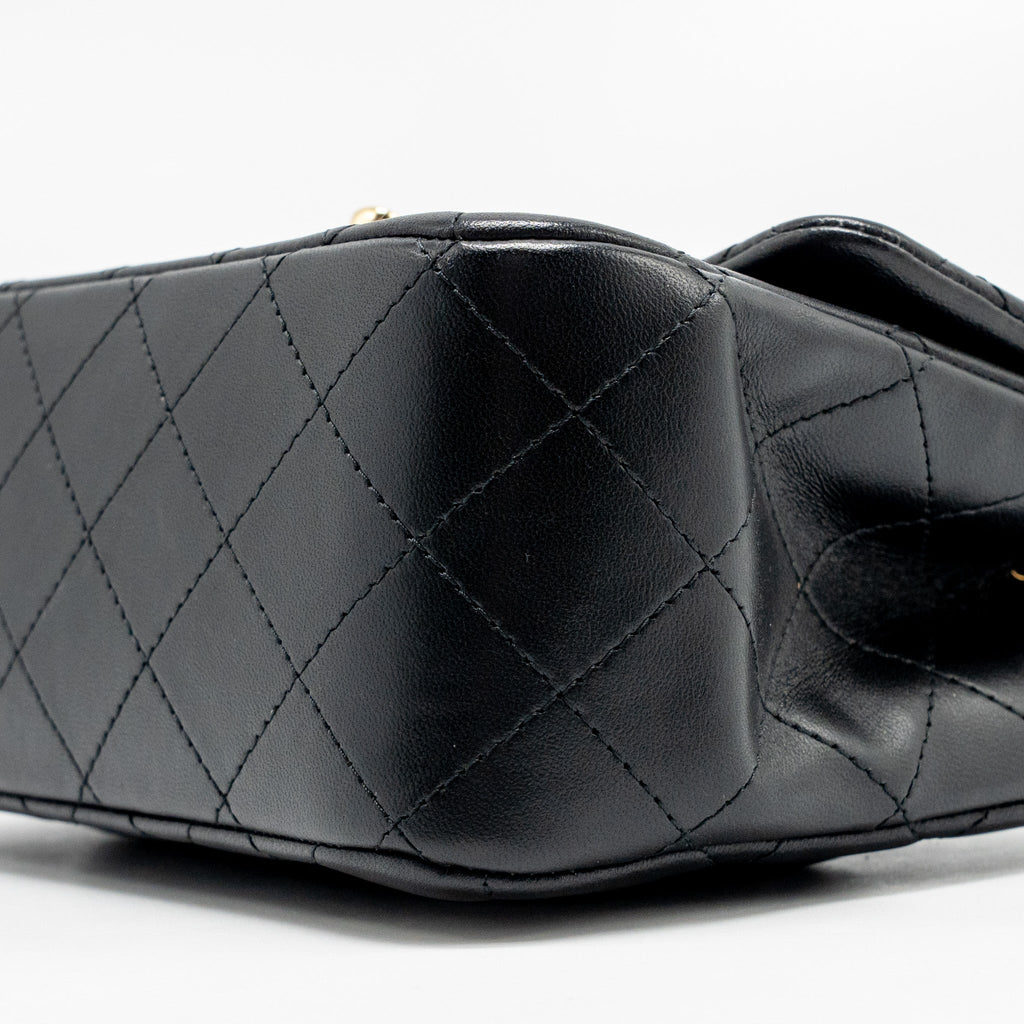 CHANEL MINI SQUARE FLAP BAG LAMBSKIN BLACK GHW