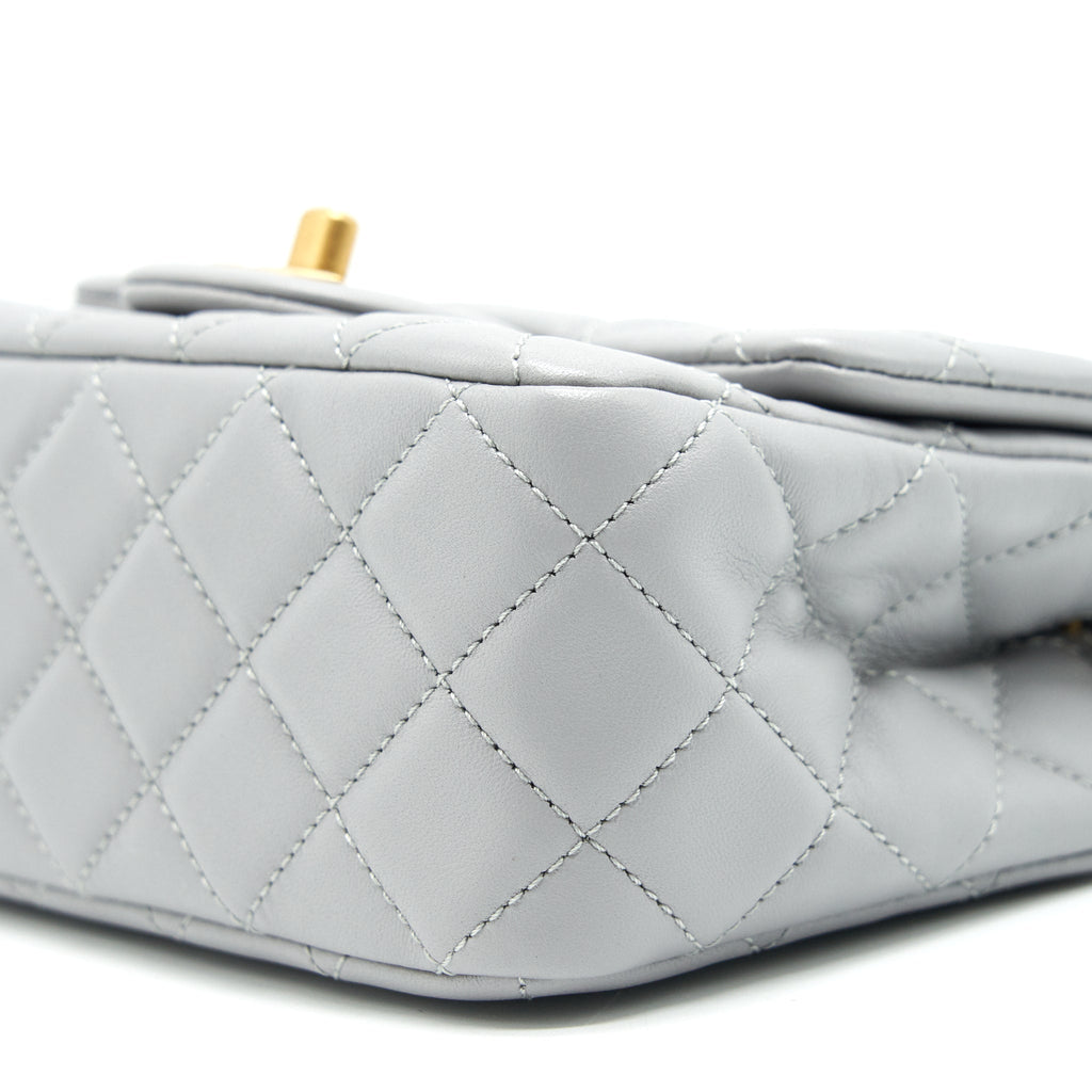 CHANEL 21B PEARL CRUSH MINI SQUARE FLAP BAG GREY GHW