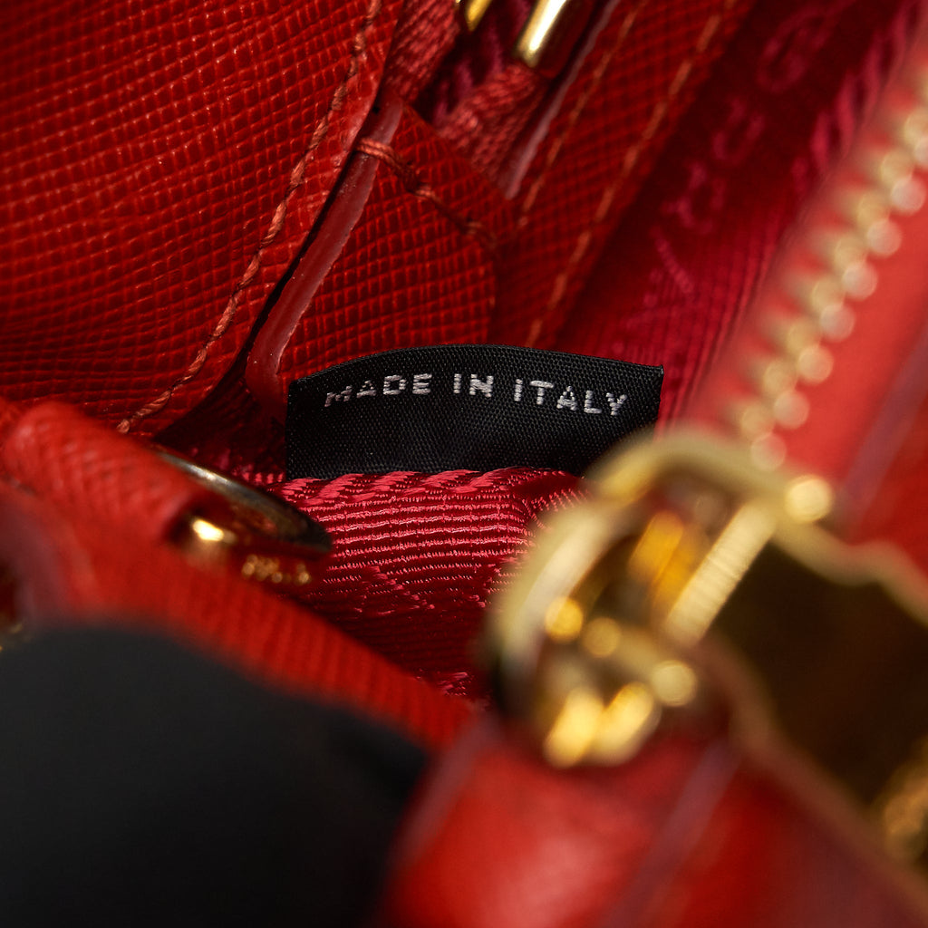 PRADA TOP HANDLE /CROSSBODY TOTE BAG SAFFIANO RED GHW