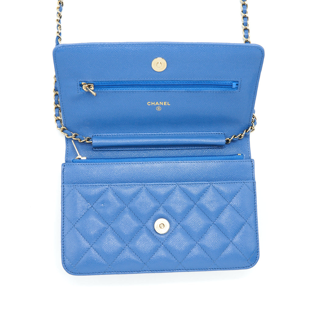CHANEL CLASSIC WALLET ON CHAIN CAVIAR LIGHT BLUE LGHW