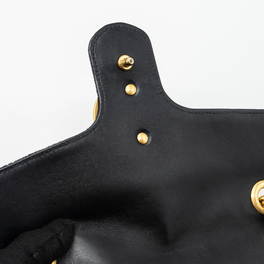 GUCCI SMALL GG MARMONT BAG VELVET BLACK GHW