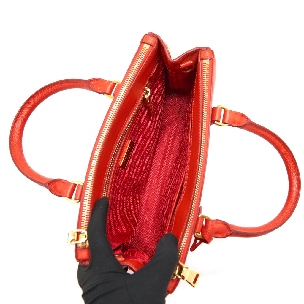 PRADA TOP HANDLE /CROSSBODY TOTE BAG SAFFIANO RED GHW