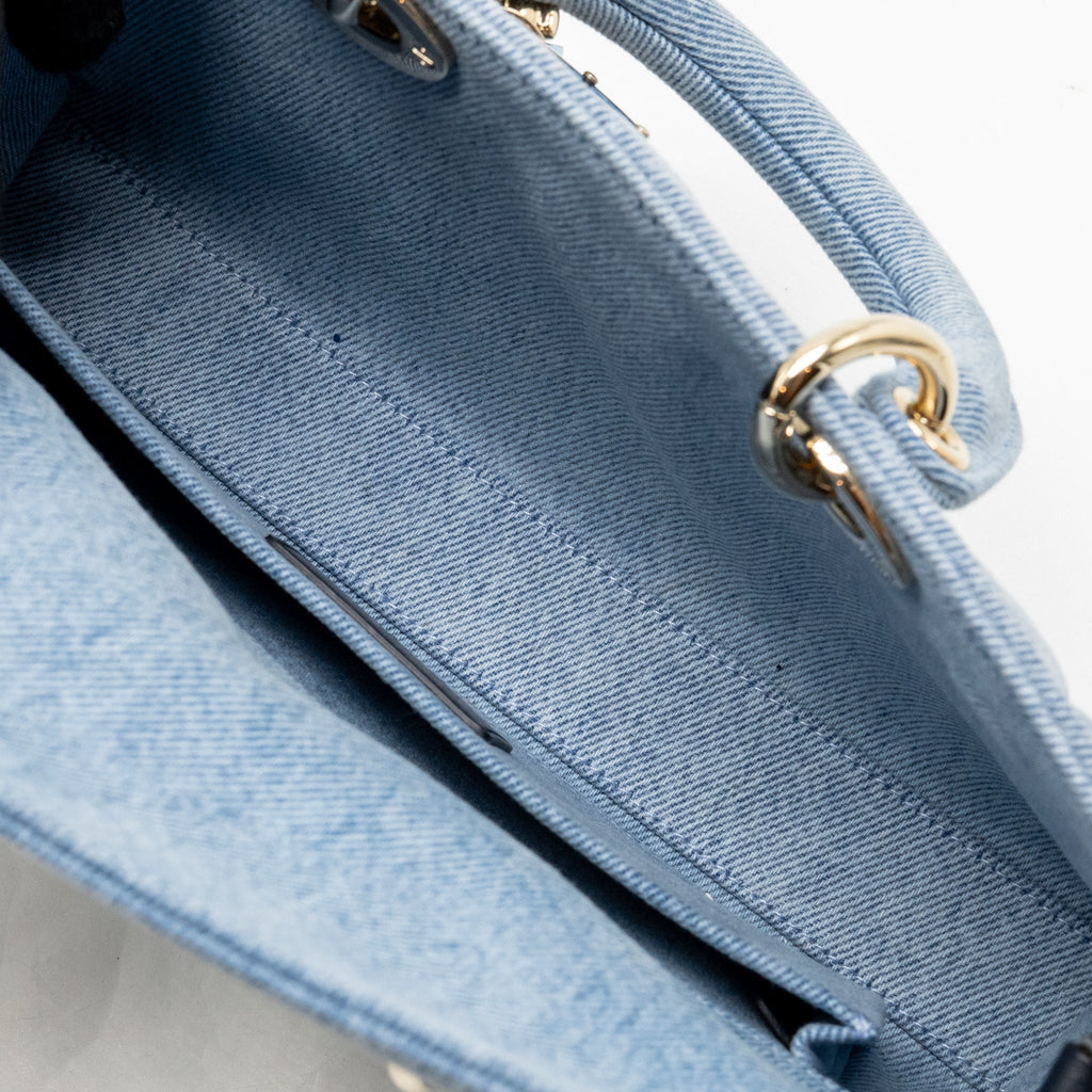 DIOR MEDIUM LADY D-JOY BAG DENIM BLUE LGHW