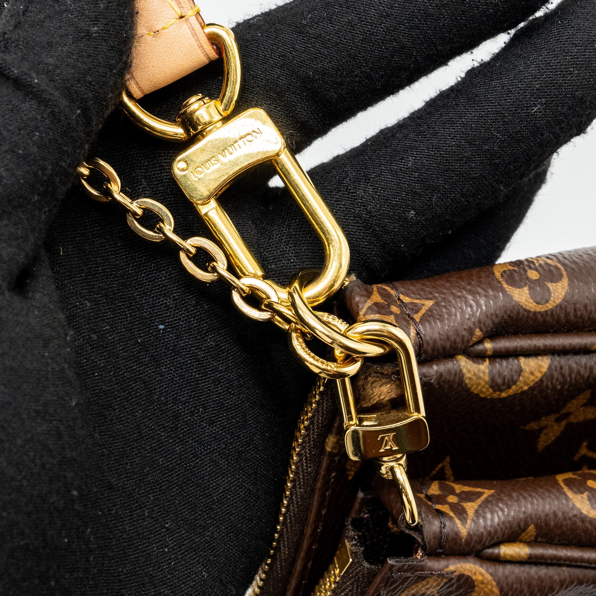 LOUIS VUITTON MULTI POCHETTE MONOGRAM CANVAS WITH KHAKI/ROSE CLAIR TWO STRAPS GHW