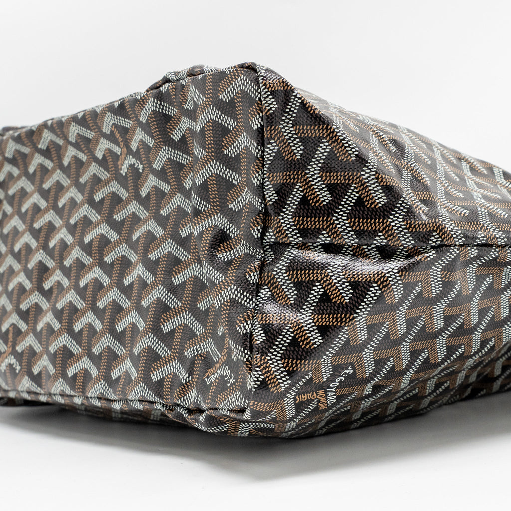 GOYARD SAINT LOUIS PM TOTE BAG GOYARDINE CANVAS/CALFSKIN BLACK SHW