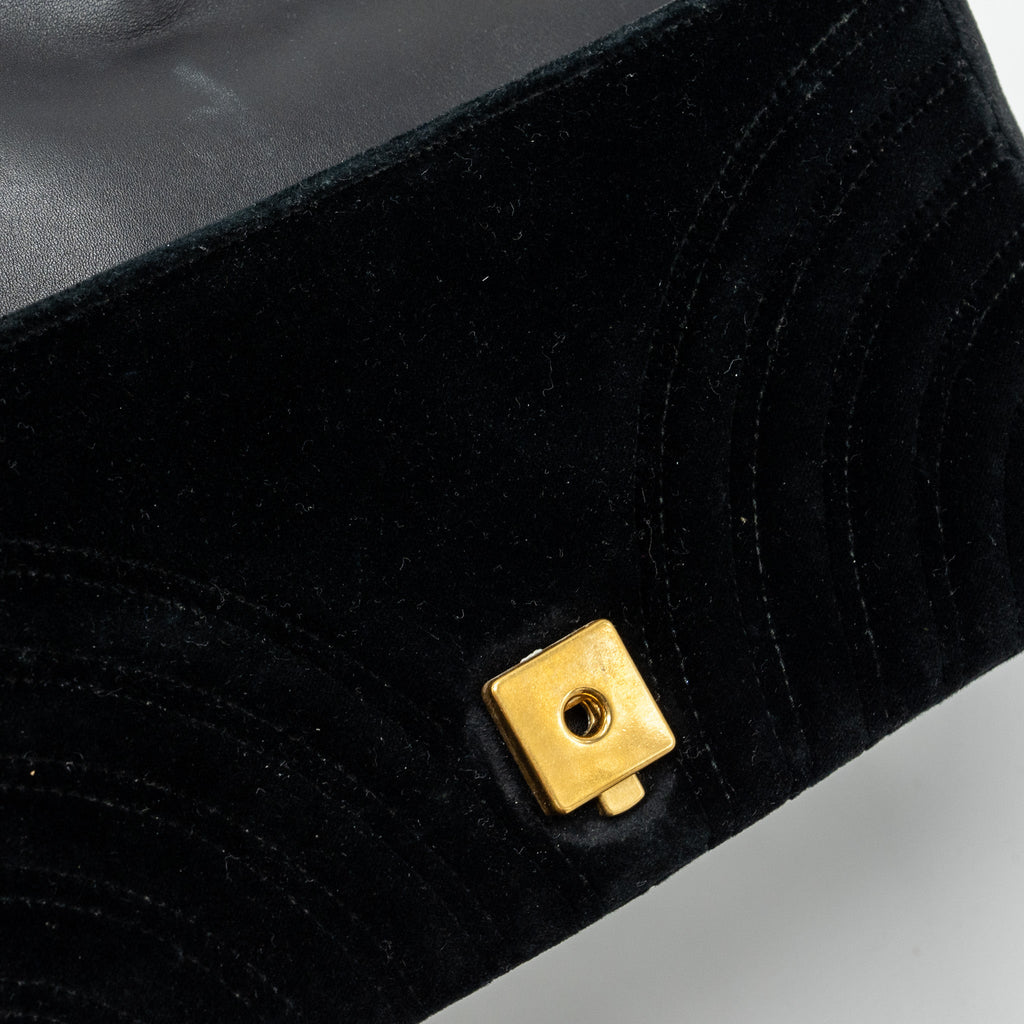 GUCCI SMALL GG MARMONT BAG VELVET BLACK GHW