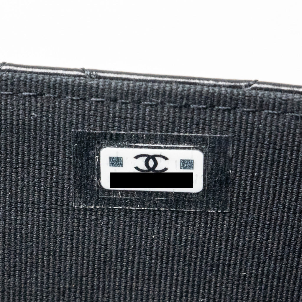 CHANEL CRYSTAL TOP HANDLE MINI FLAP BAG CALFSKIN BLACK WITH BLACK HARDWARE (MICROCHIP)