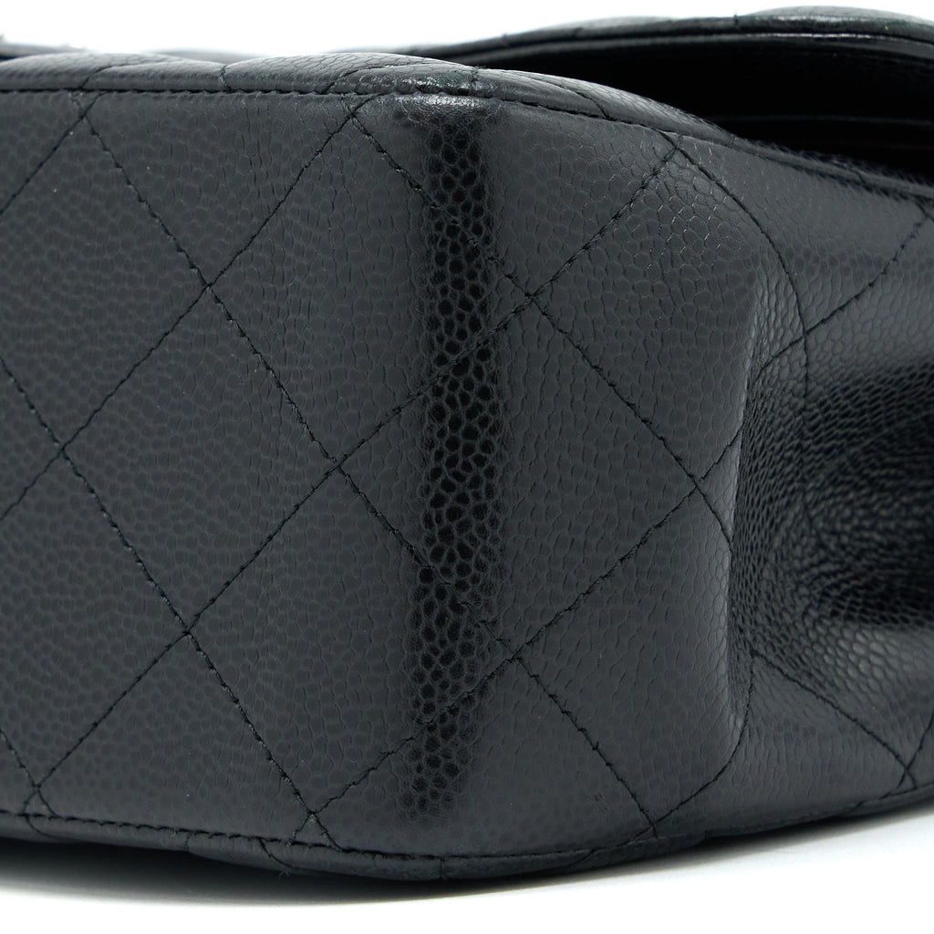 CHANEL CLASSIC JUMBO DOUBLE FLAP BAG CAVIAR BLACK SHW
