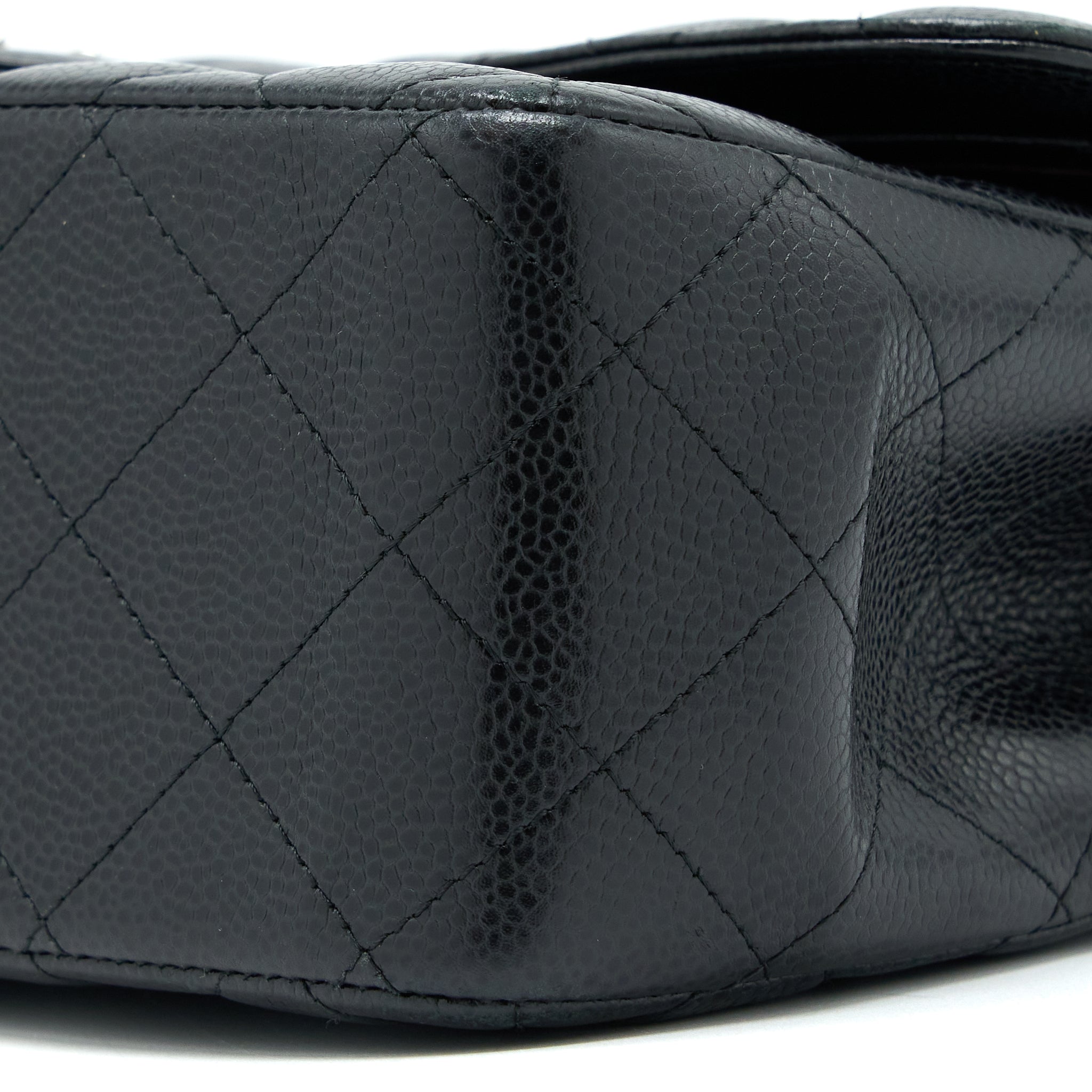 CHANEL CLASSIC JUMBO DOUBLE FLAP BAG CAVIAR BLACK SHW