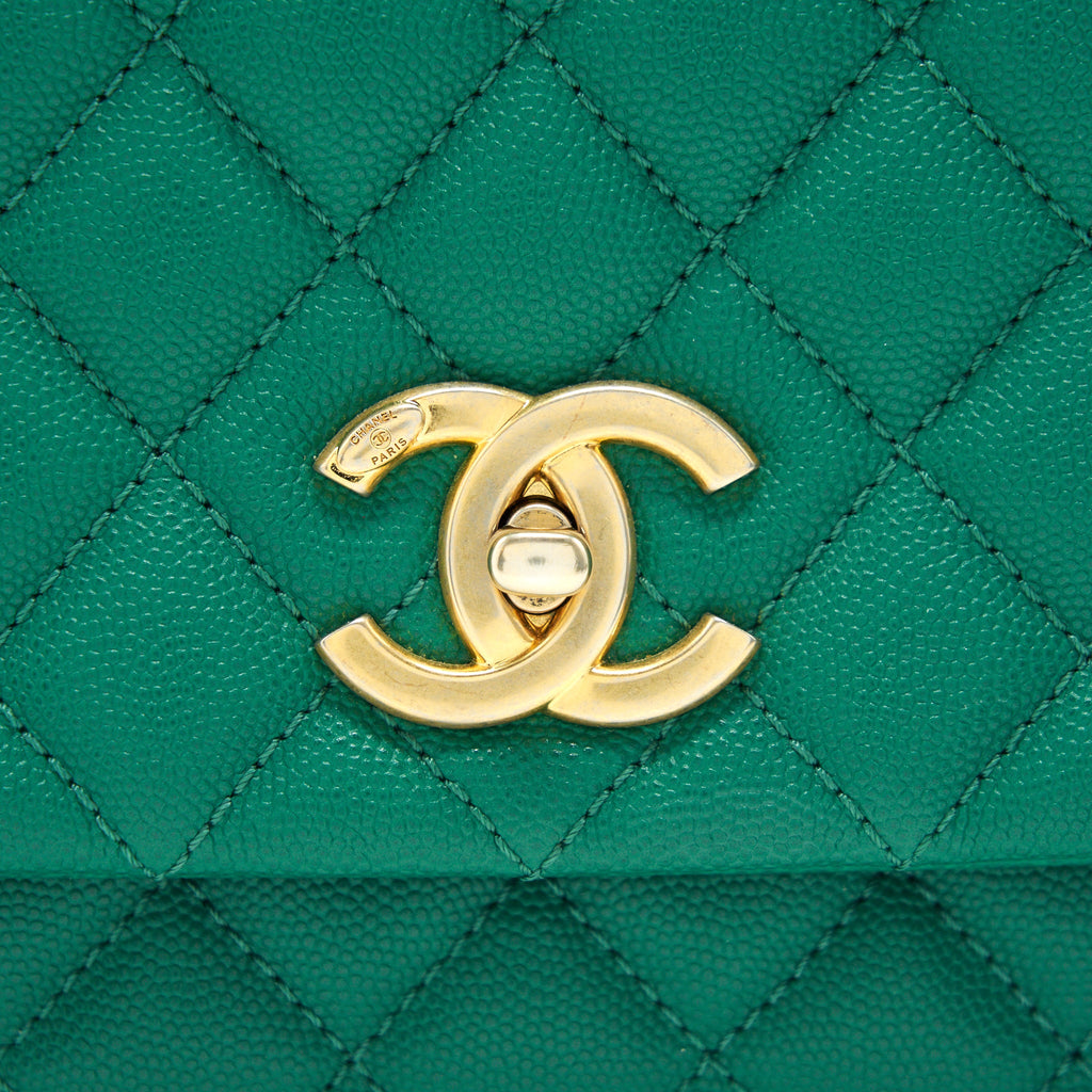 CHANEL COCOHANDLE FLAP BAG MEDIUM GREEN WITH GHW