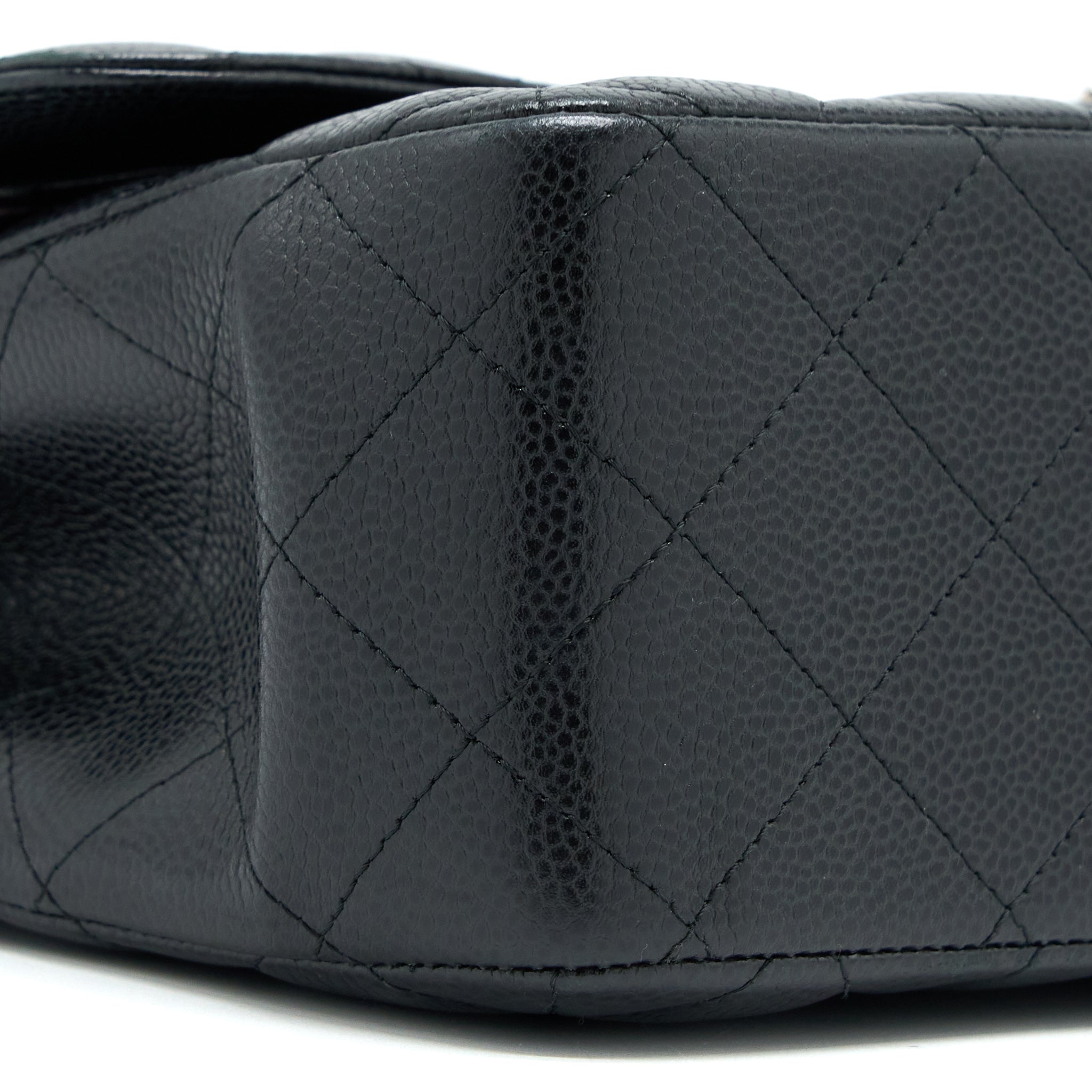 CHANEL CLASSIC JUMBO DOUBLE FLAP BAG CAVIAR BLACK SHW