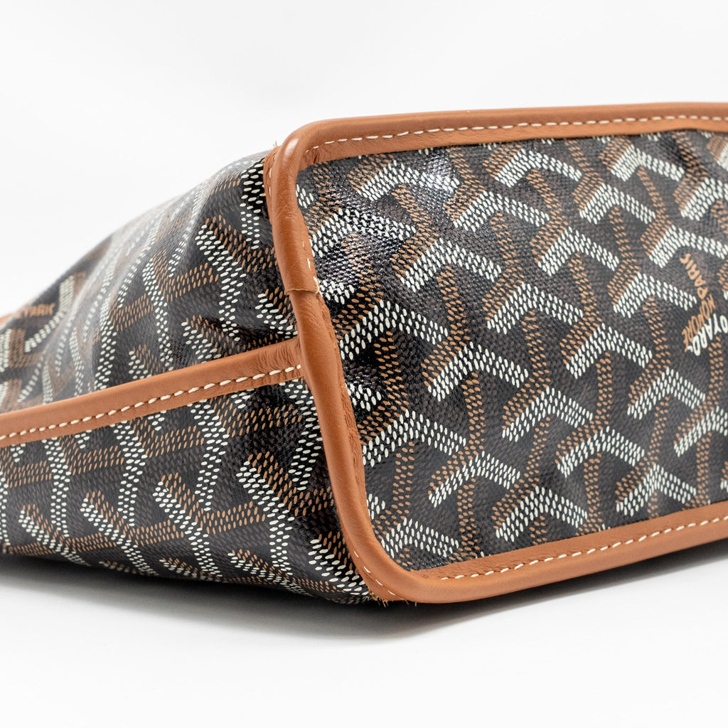 GOYARD MINI ANJOU TOTE BAG GOYARDLINE CANVAS / CALFSKIN TAN SHW