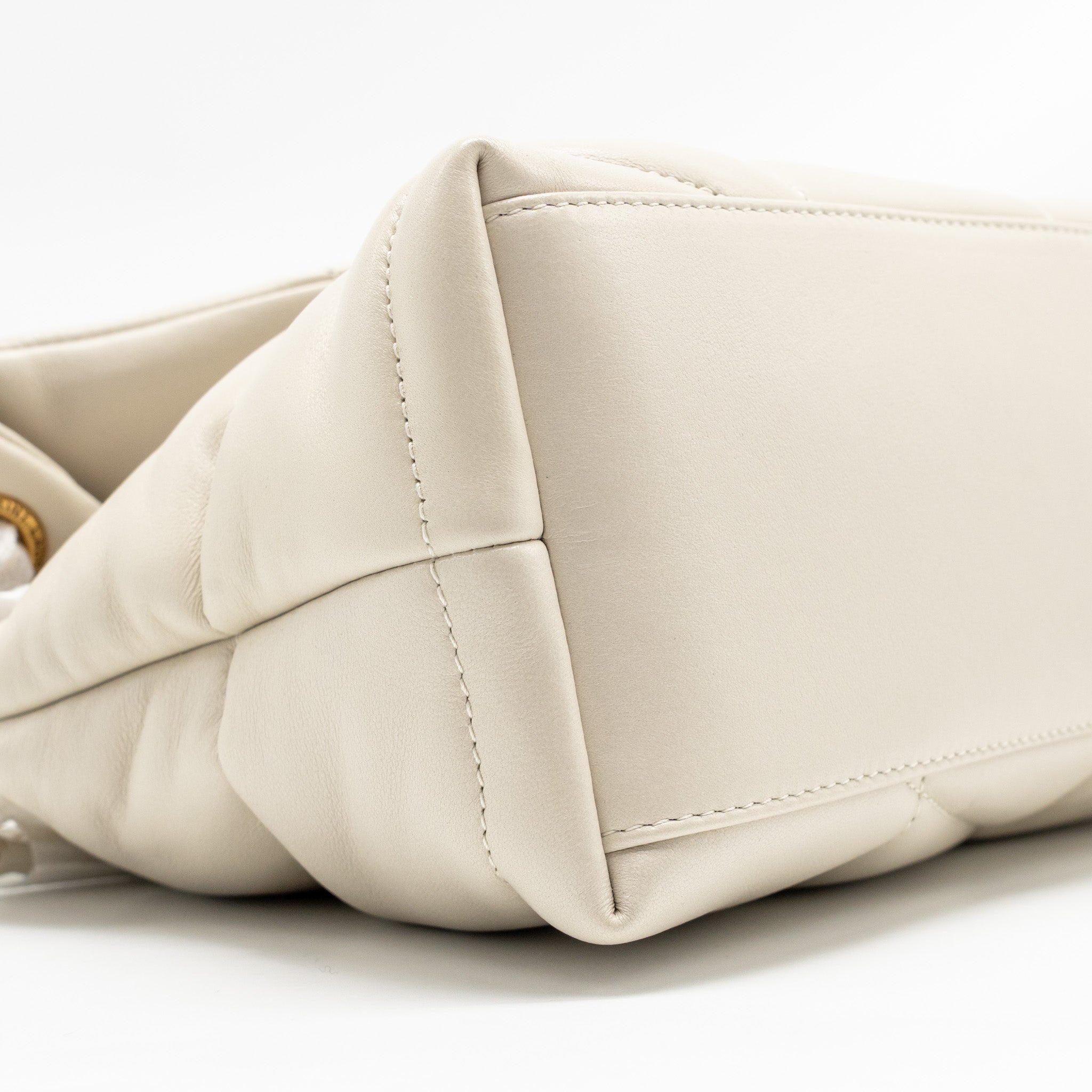 SAINT LAURENT/YSL SMALL LOULOU PUFFER SHOULDER BAG LAMBSKIN BLANC VINTAGE GHW