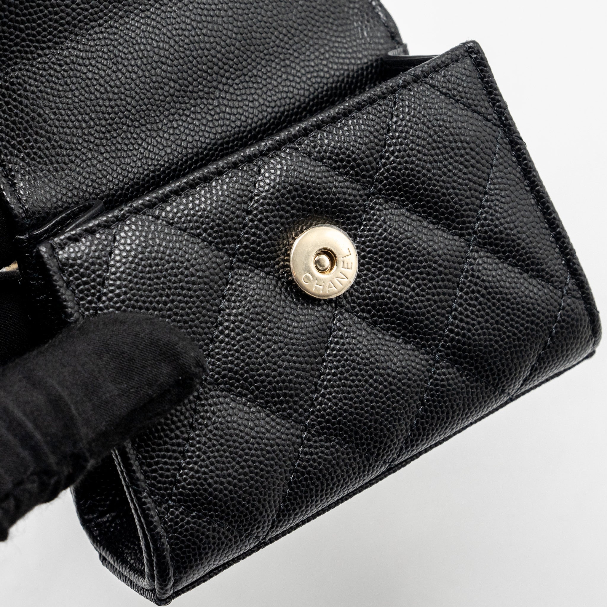CHANEL MINI TOP HANDLE FLAP BAG CAVIAR BLACK LGHW (MICROCHIP)