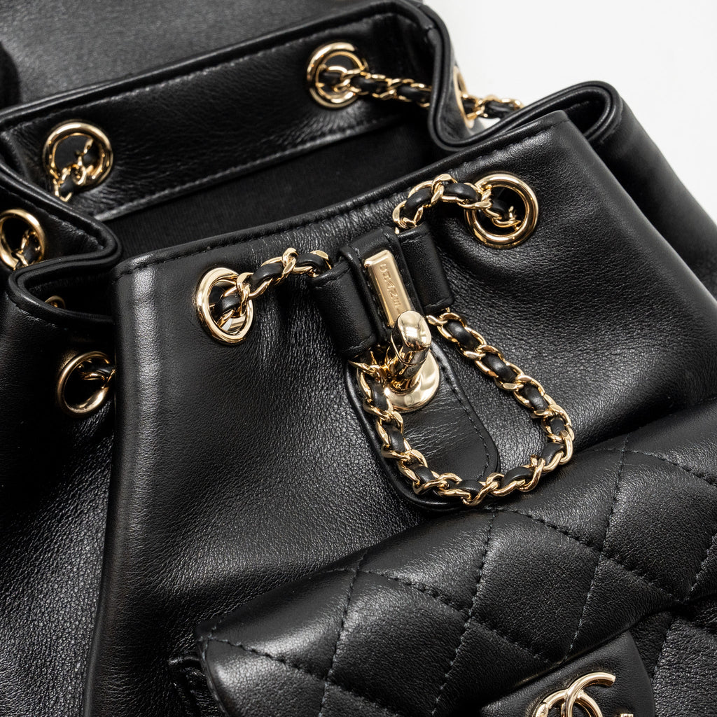CHANEL MINI DUMA BACKPACK CALFSKIN BLACK LGHW (MICROCHIP)