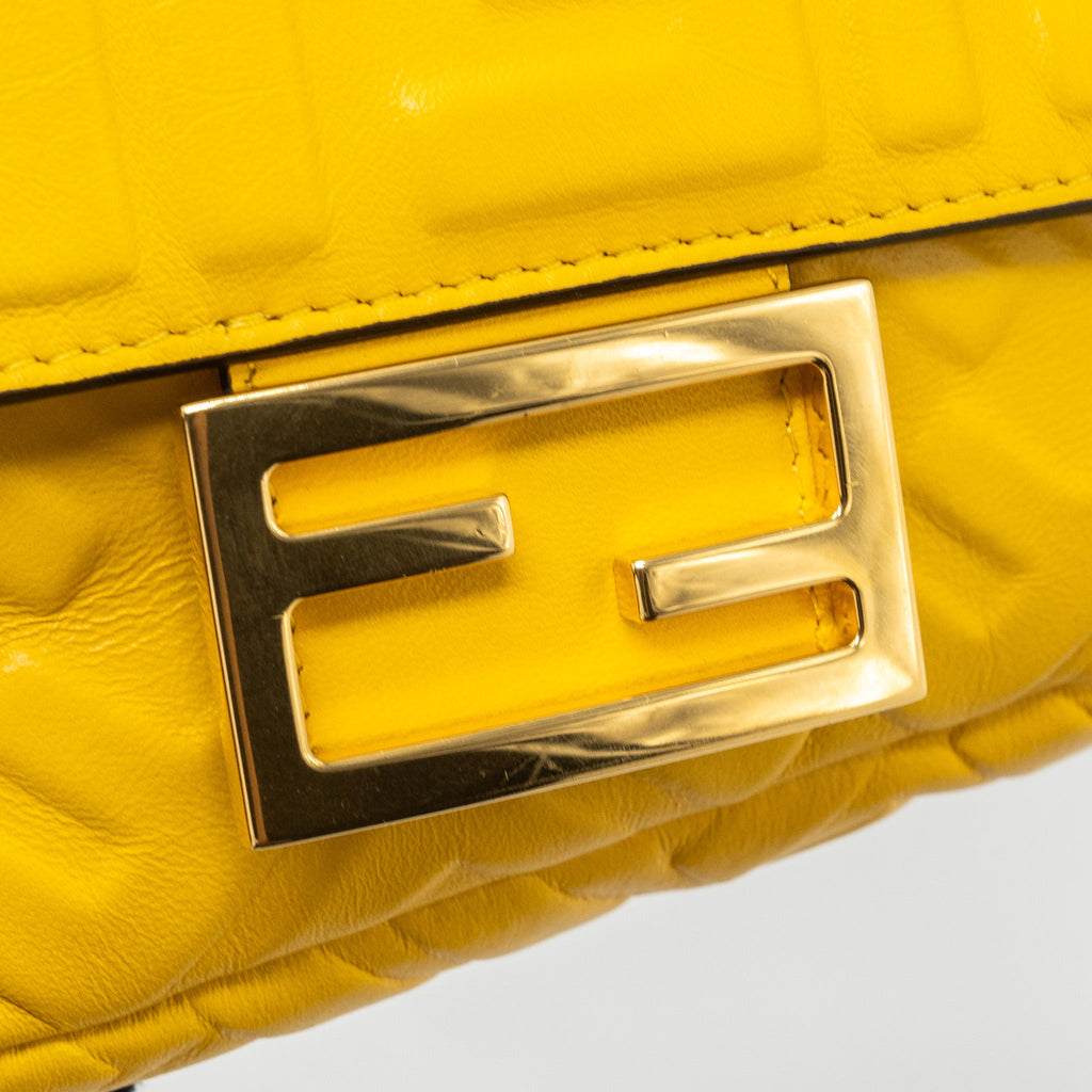 FENDI MINI BAGUETTE BAG NAPPA LAMBSKIN YELLOW GHW