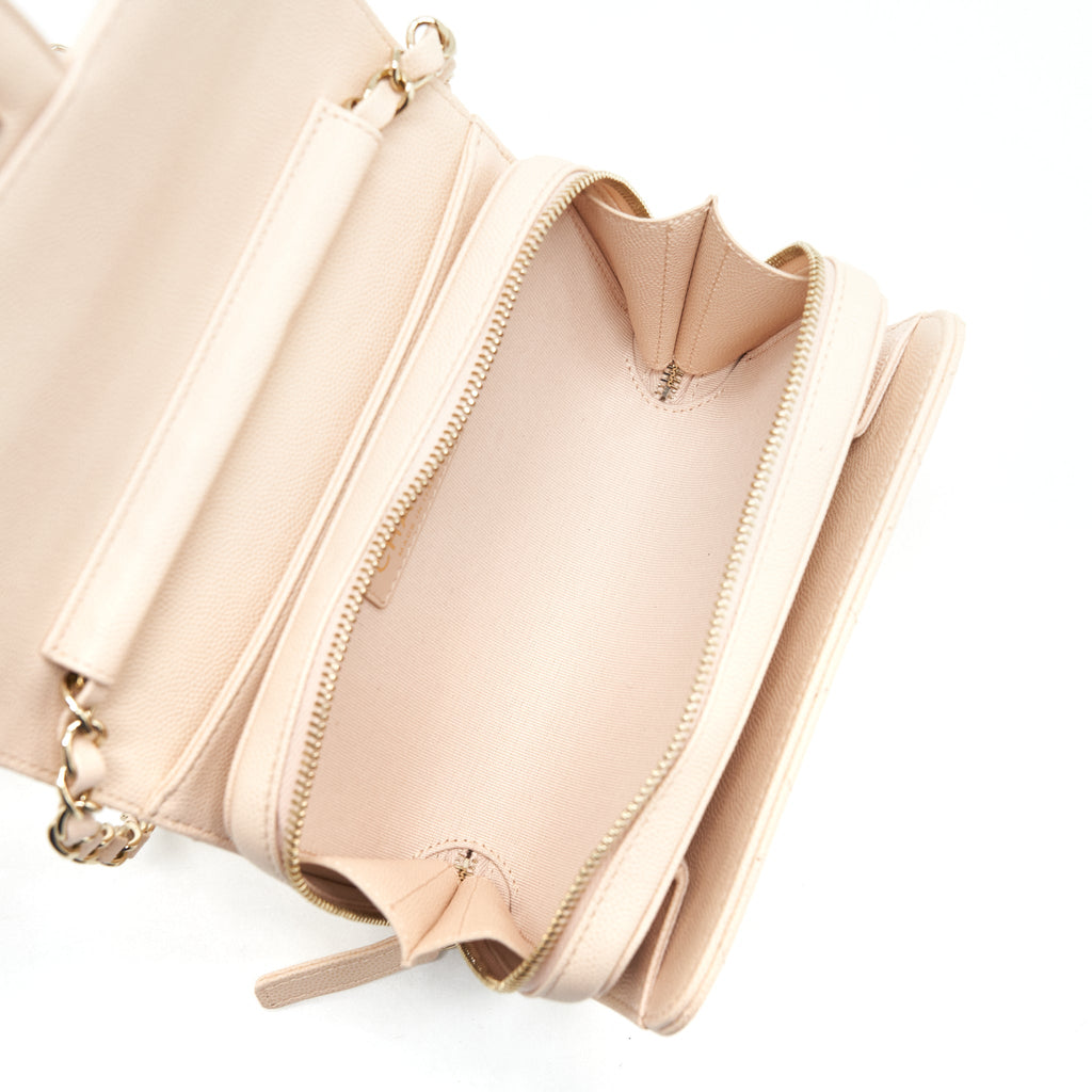 CHANEL 21K CROSSBODY BAG CAVIAR LIGHT BEIGE LGHW